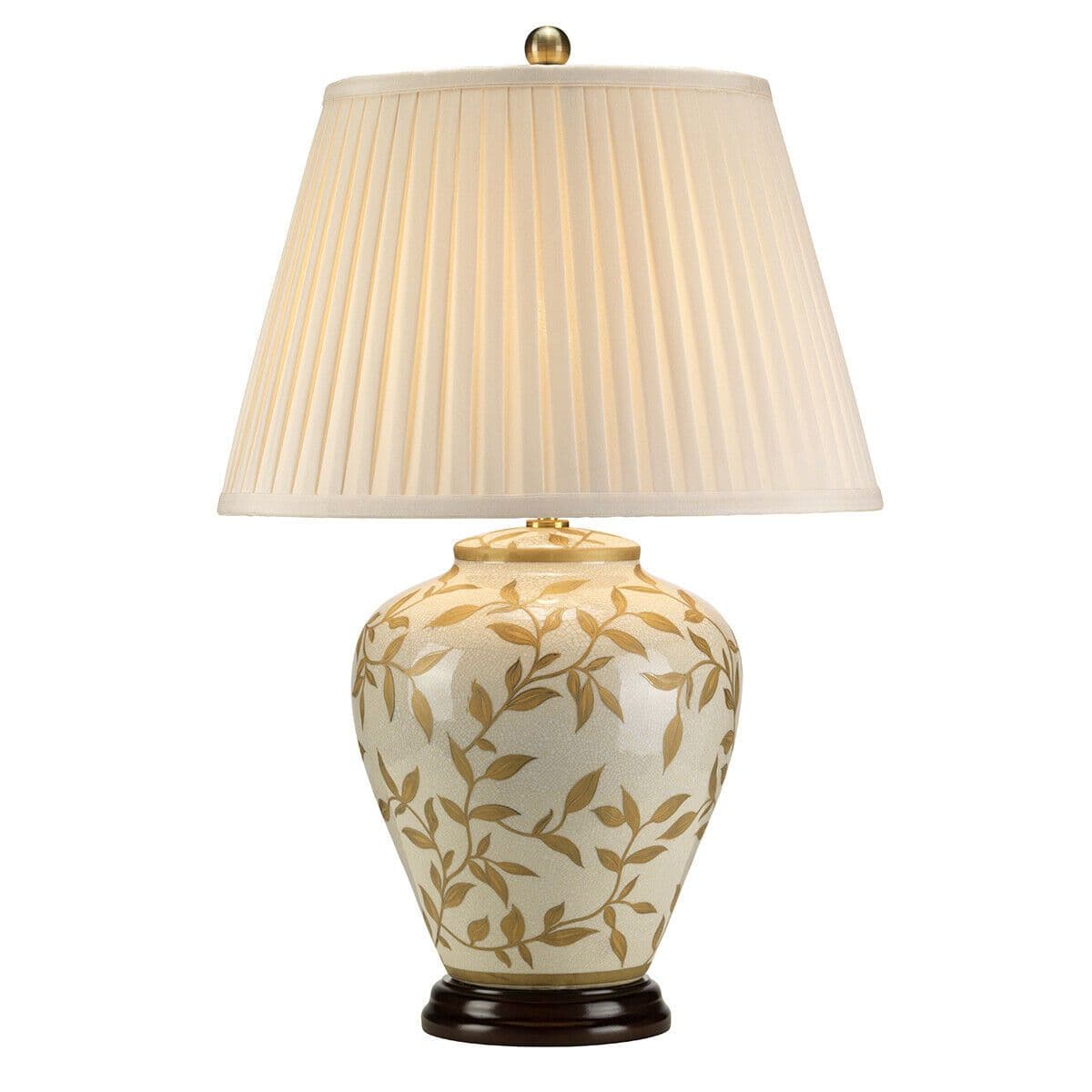 Table Lamp Gold Cream Crackle Gaze Cream Pleated Shade LED E27 60W