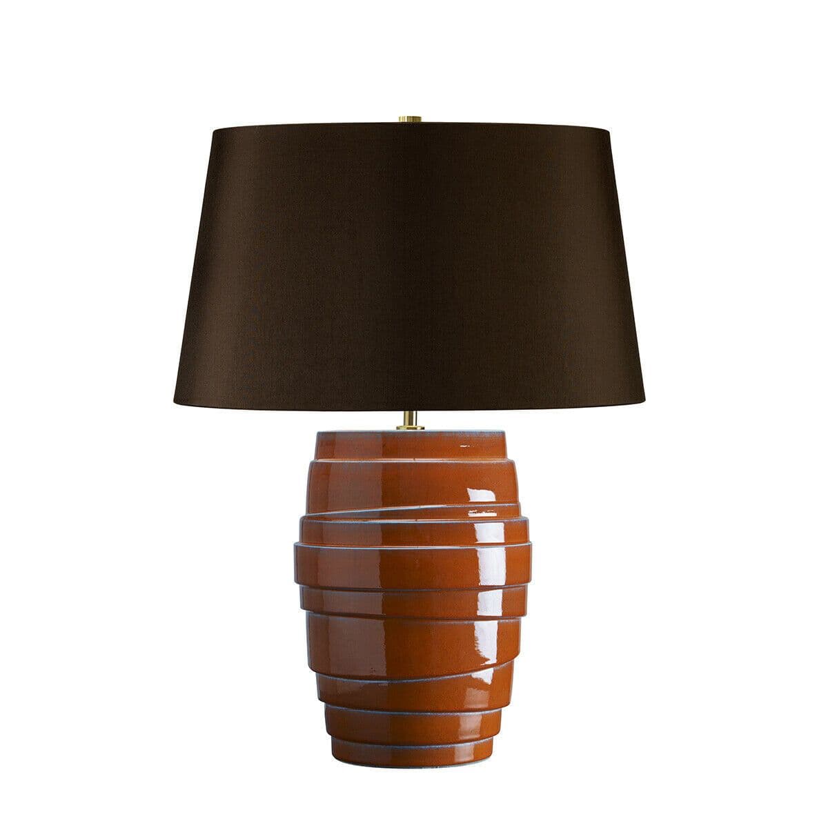 Table Lamp Ceramic Reactive Glaze Brown Faux Silk Shade LED E27 60W