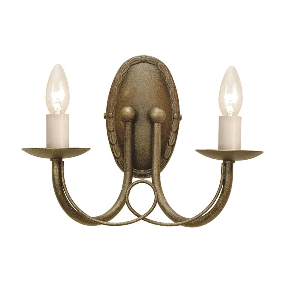 Twin Wall Light White Candle Tubes Looped Metal Drapes Gold LED E14 60W