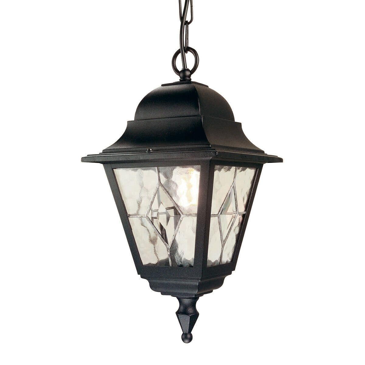 IP43 1 Bulb Chain Lantern Light Black LED E27 100W Bulb Light Fitting