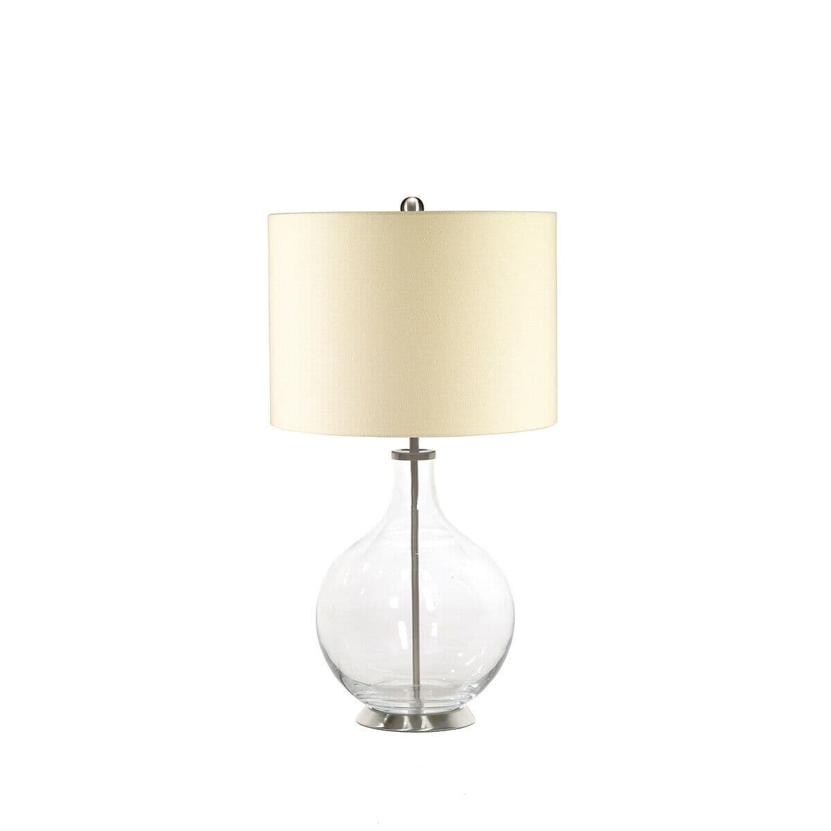 Table Lamp Clear Pear Shaped Glass Base Linen Fabric Shade LED E27 60W
