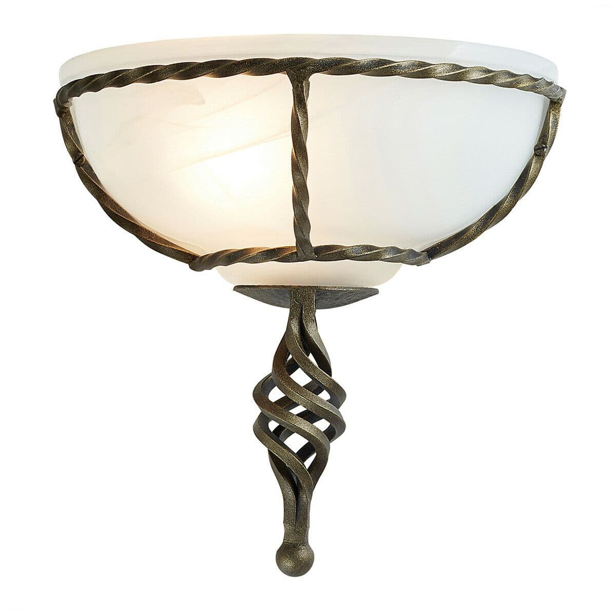 Wall Light Twisted Iron Frame Glass Shade Gold LED E27 60W