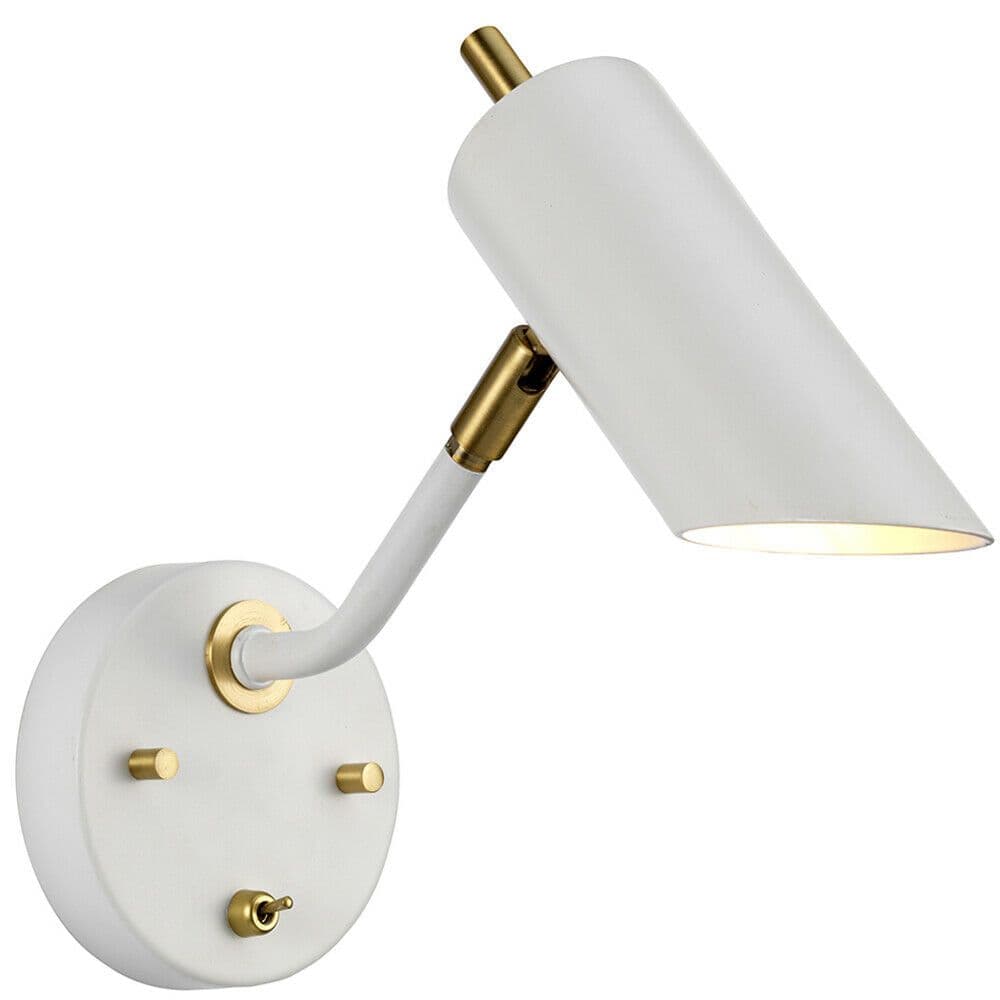 Wall Light Sconce White Aged Brass Finish LED E27 8W Bulb
