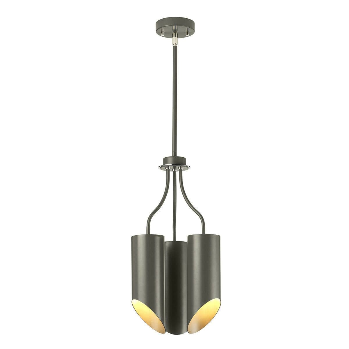3 Bulb Chandelier LIght Dark Grey Highly Polished Nickel LED E27 8W