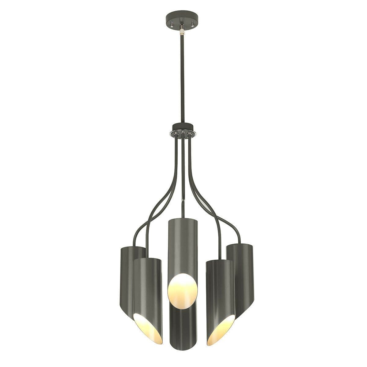 6 Bulb Chandelier LIght Dark Grey Highly Polished Nickel LED E27 8W