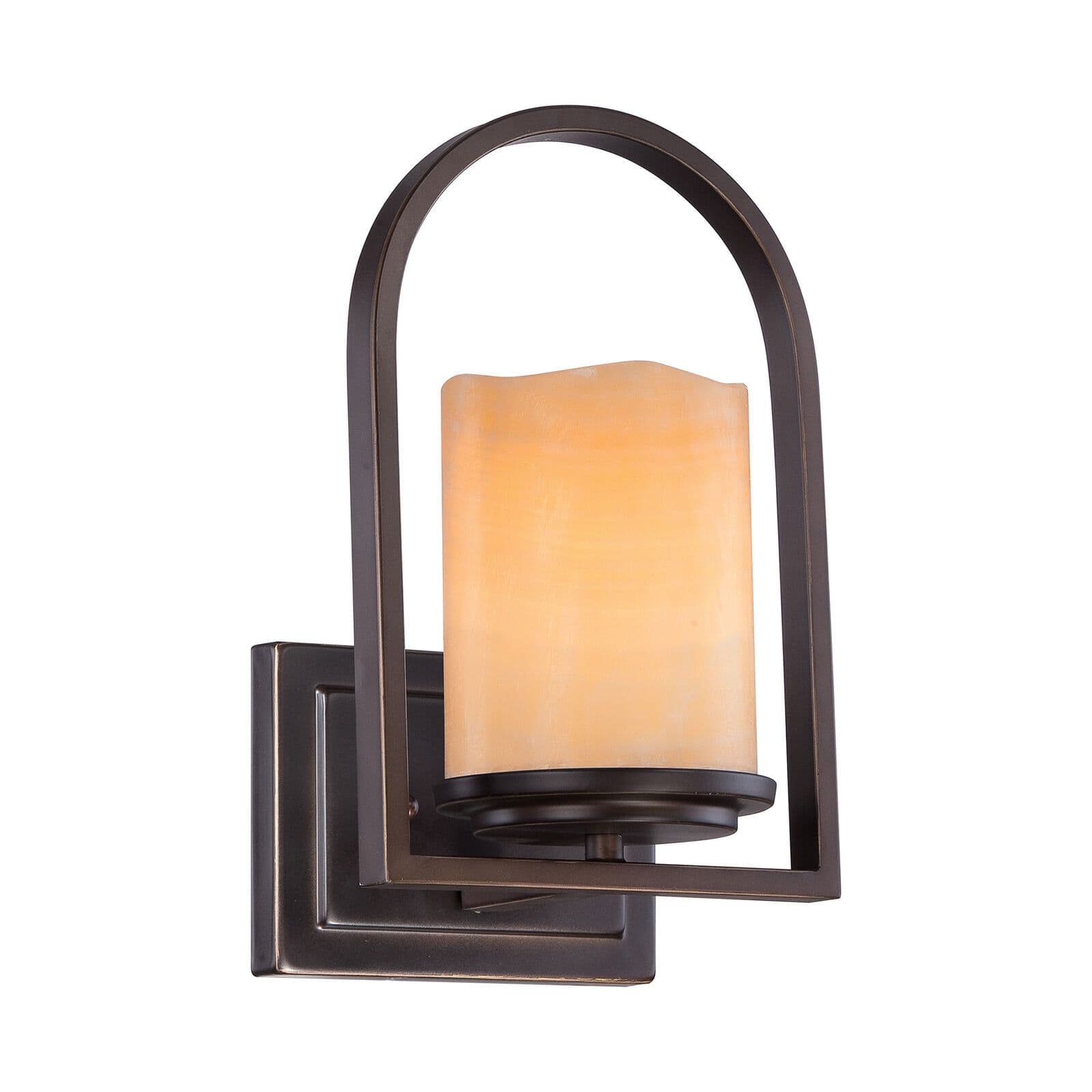 Wall Light Amber Real Onyx Candle Shape Shade Palladian LED E27 100W