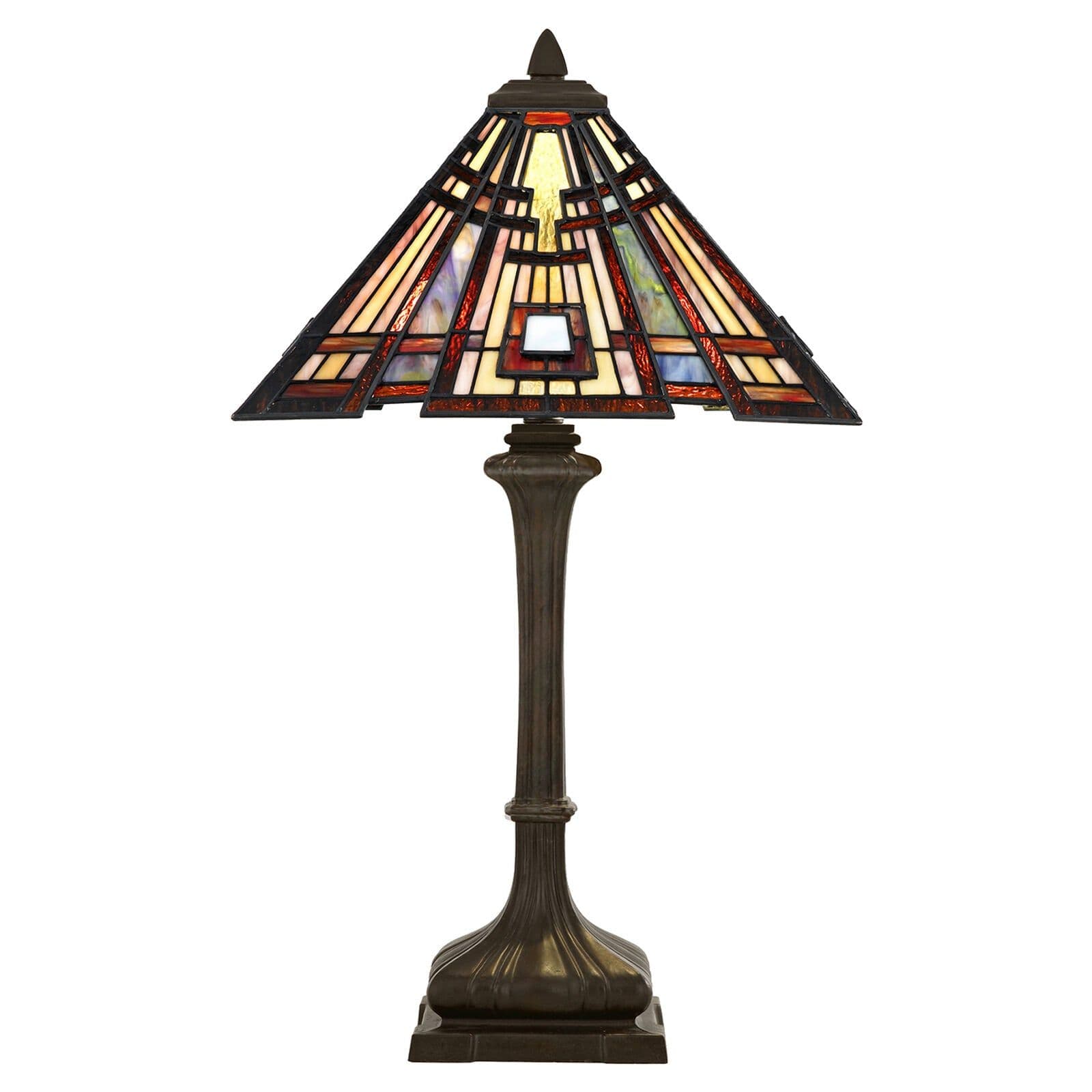 2 Bulb Table Lamp Tiffany Style Coloured Glass Valiant Base LED E27 60W