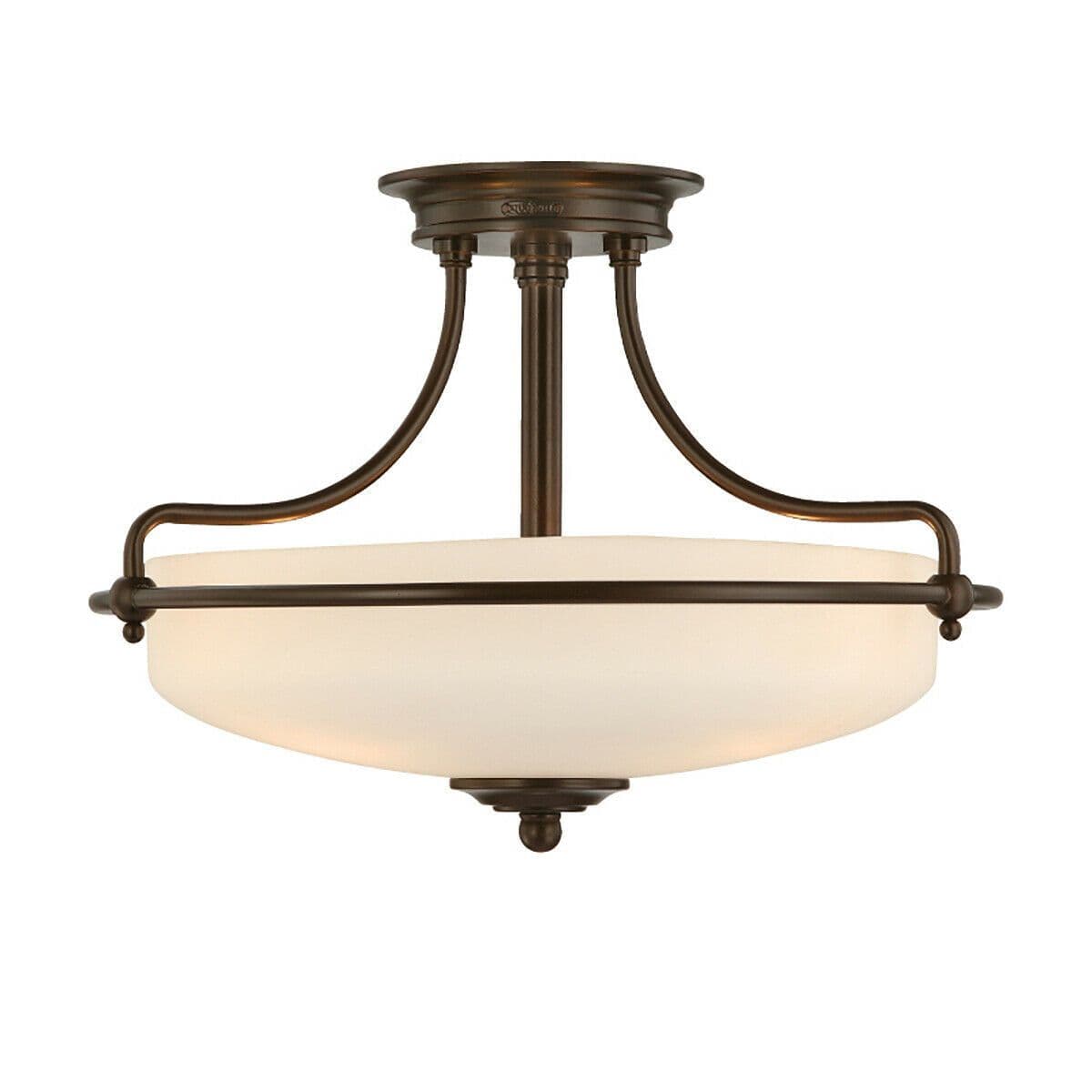 3 Bulb Semi Flush Light Palladian Bronze LED E27 100W Bulb
