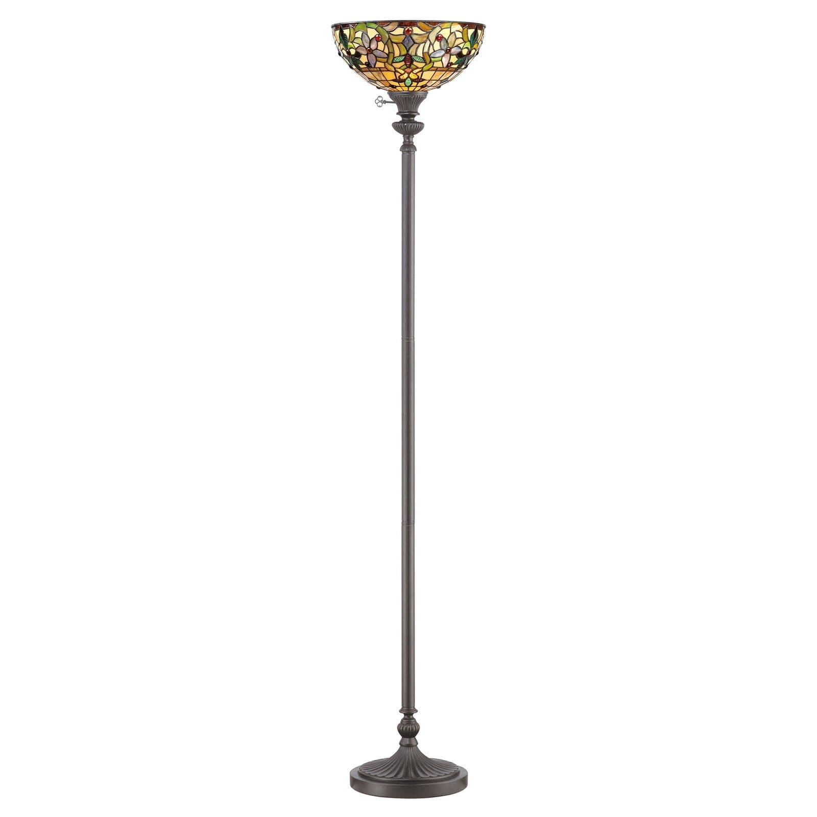 Floor Lamp Tiffany Style Uplighter Tall Base Vintage LED E27 100W