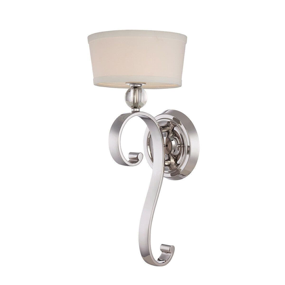 Wall Light Curved Design Glass Orb Linen Shade Imperial Silver LED G9 40W