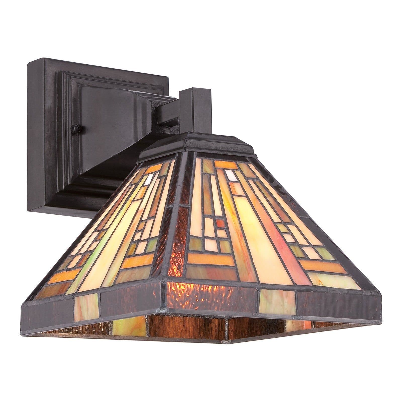 Wall Light Squared Tiffany Style Coloured Glass Vintage LED E27 100W