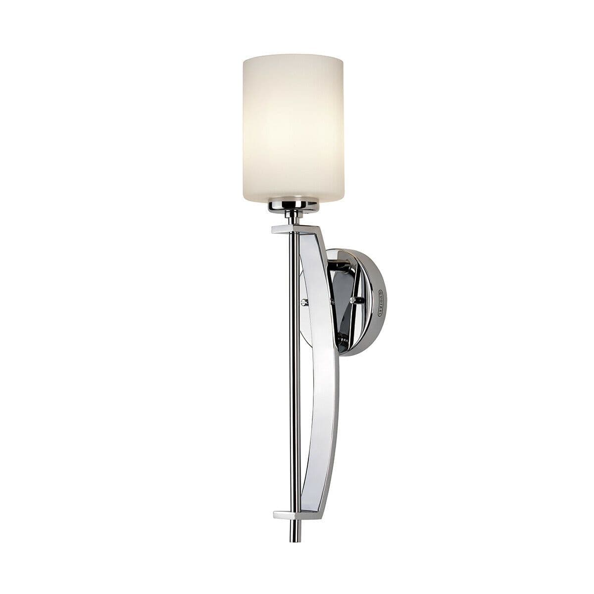 IP44 Wall Light Large Single Opal Etched Glass Shade Polished Chrome LED G9 3.5W