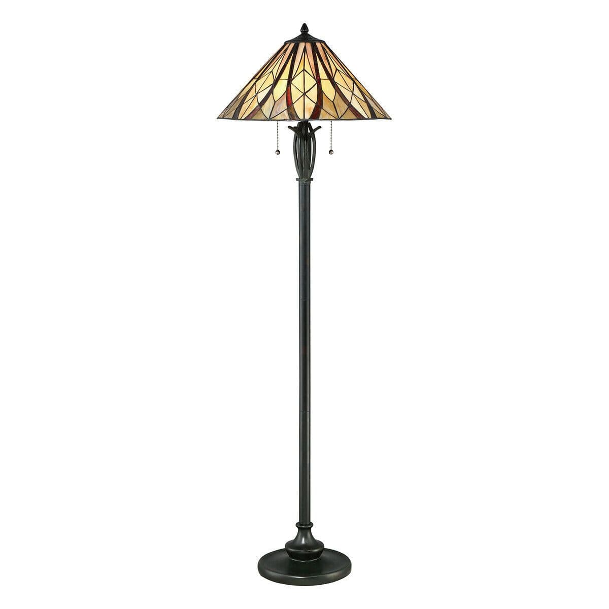 Floor Lamp Tiffany Style Coloured Shade Criss Cross Valiant LED E27 60W