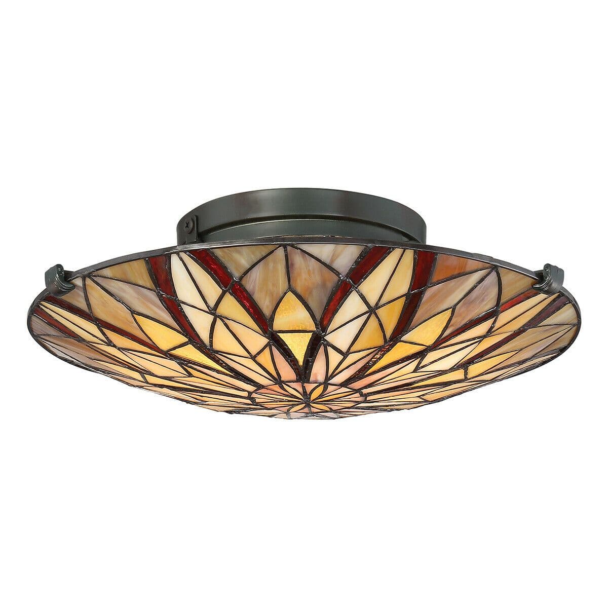 Semi Flush Light Tiffany Style Coloured Glass Uplight Valiant LED E27 60W