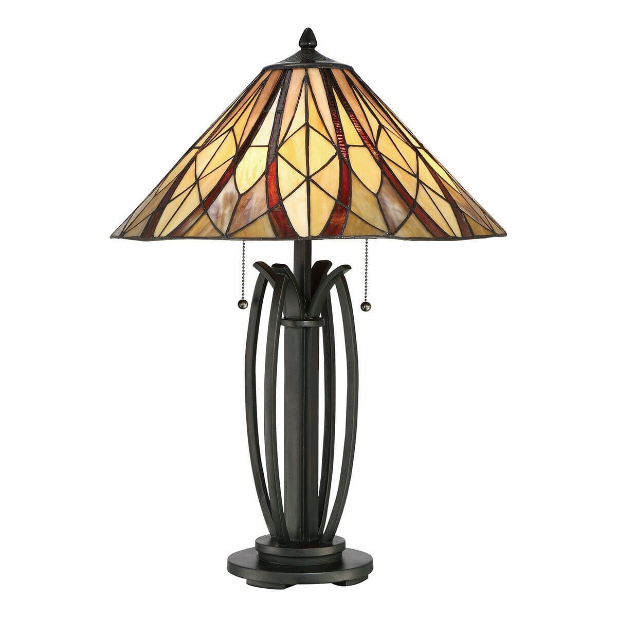 Table Lamp Open Tiffany Style Coloured Shade Valiant LED E27 60W