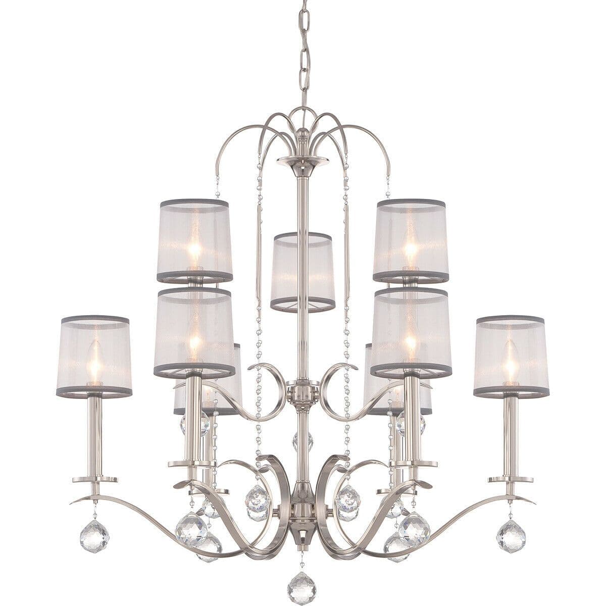 9 Bulb Chandelier Hanging Pendant LIght Imperial Silver LED E14 40W Bulb