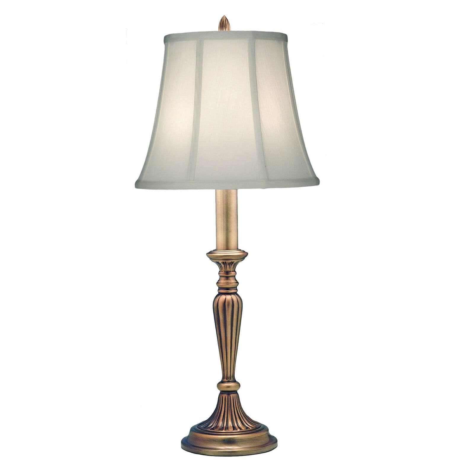 Table Lamp Tall Slim Stem Shadow Shade Antique Brass LED E27 60W
