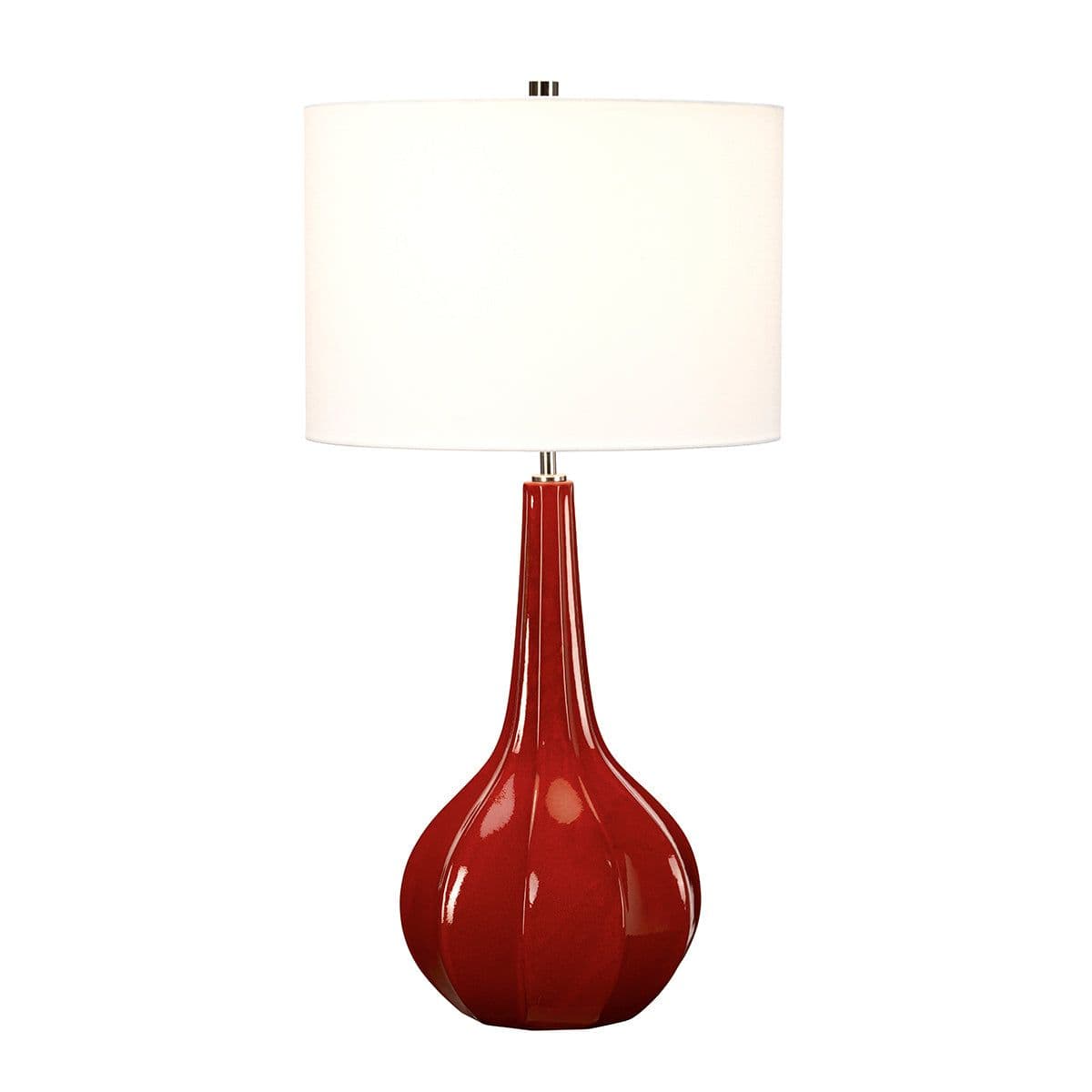 Table Lamp Faux Linen Cylinder Shade Gourd Shaped Red Base LED E27 60W