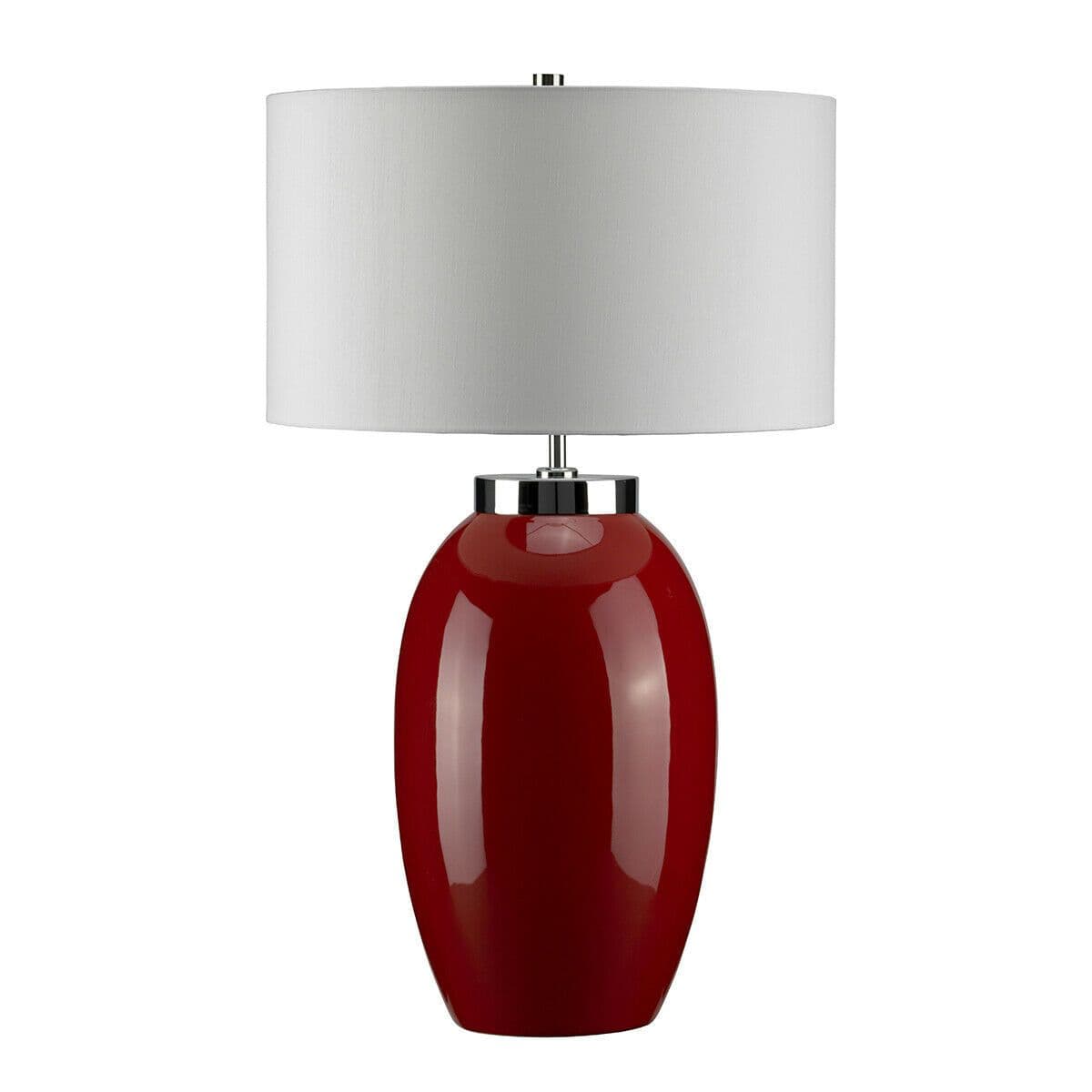 Table Lamp Large Glaze Cream Faux Silk Empire Cylinder ShadeLED E27 60W