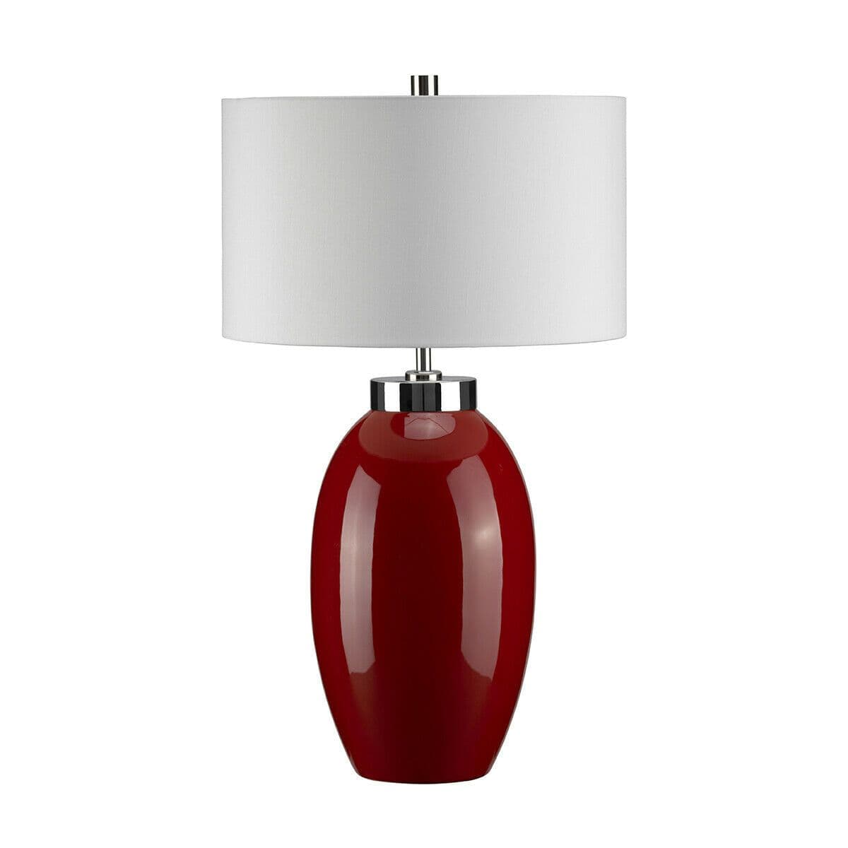 Table Lamp Small Glaze Cream Faux Silk Empire Cylinder Shade LED E27 60W
