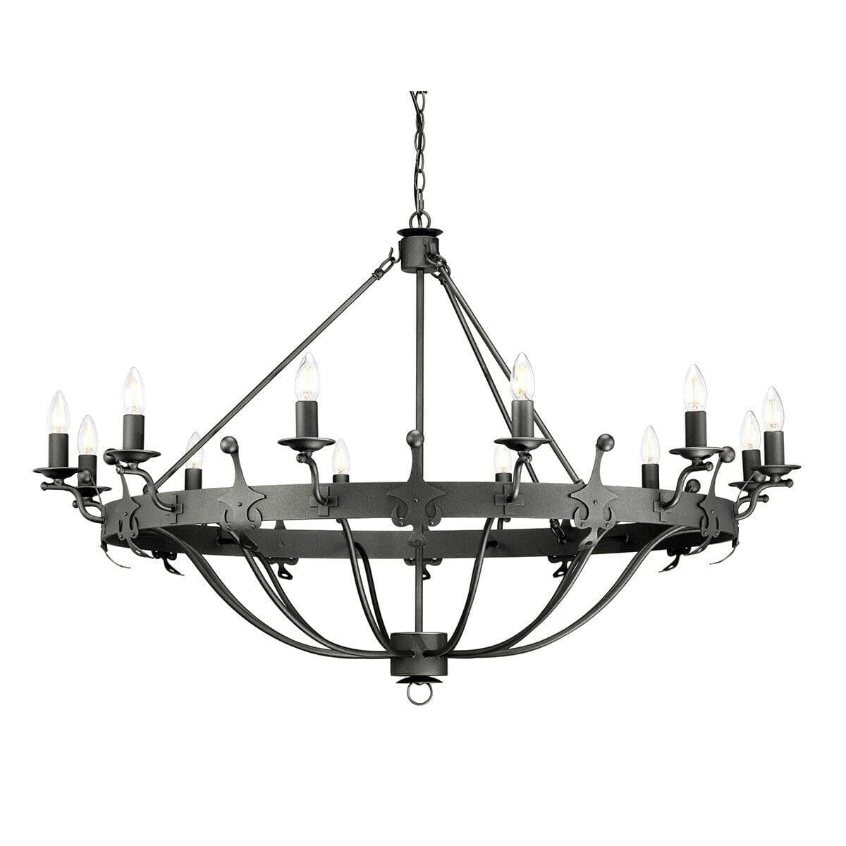 12 Bulb Chandelier Hanging Pendant LIght Graphite Finish LED E14 60W Bulb
