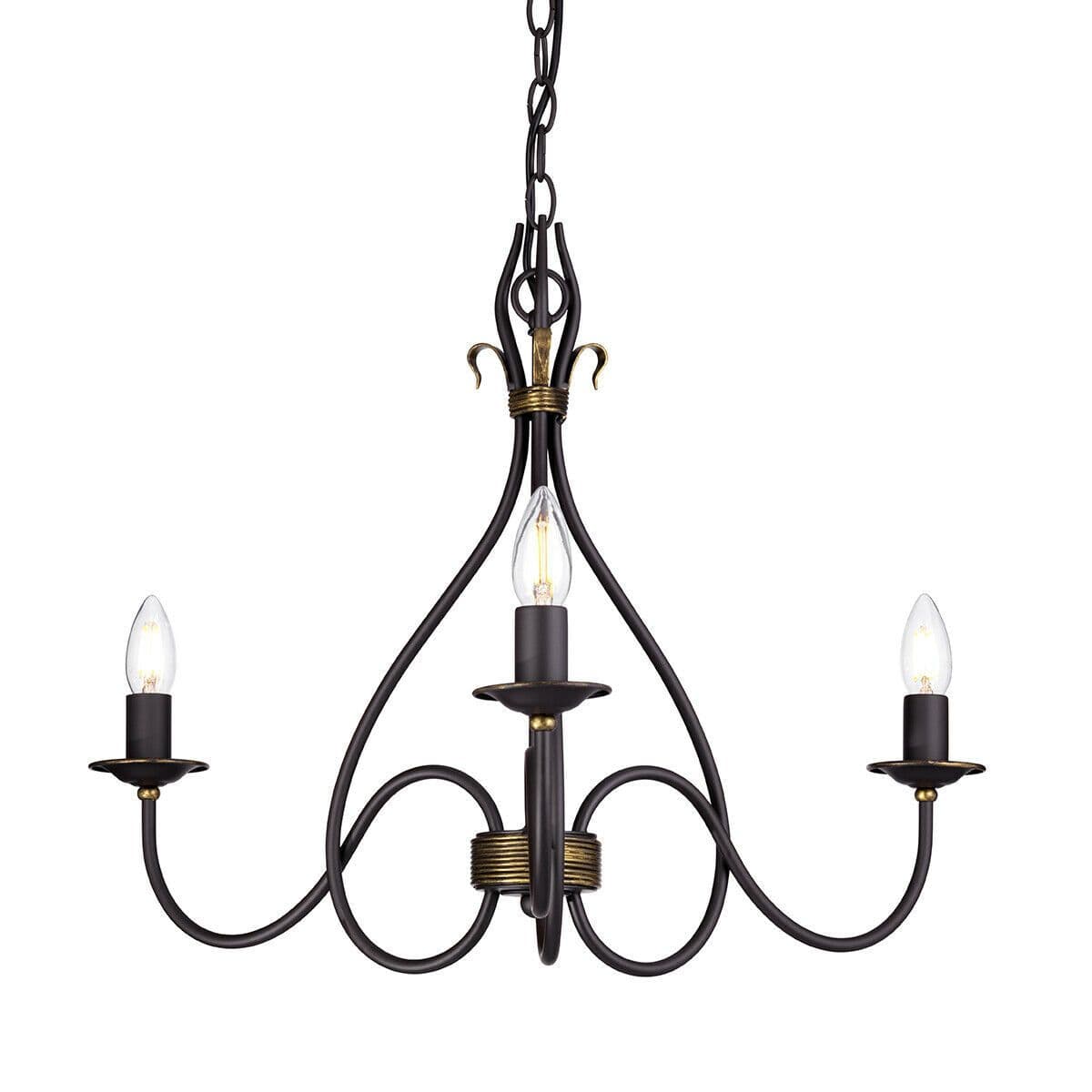 3 Bulb Chandelier Hanging Pendant LIght Rust Gold LED E14 60W Bulb