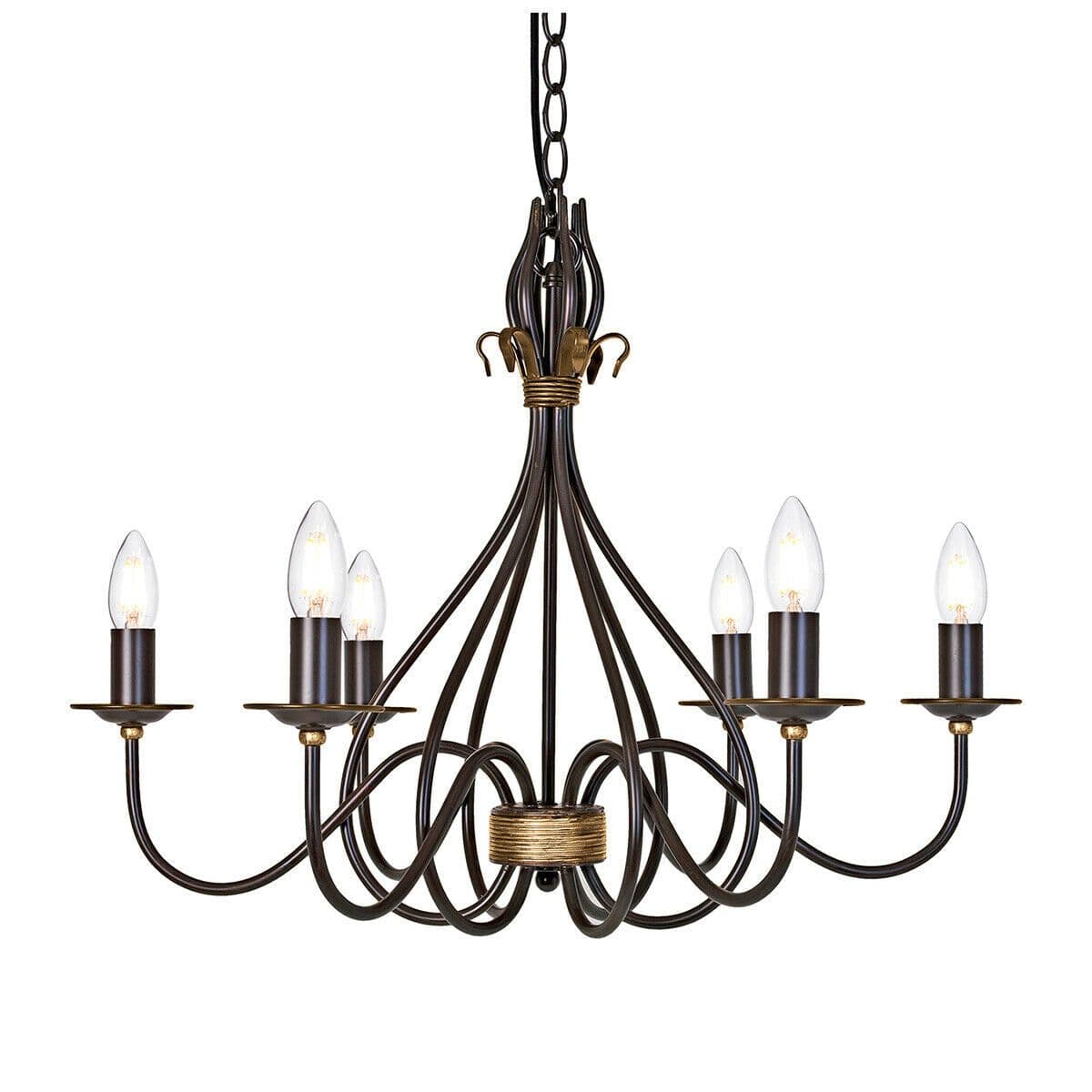 6 Bulb Chandelier Hanging Pendant LIght Rust Gold LED E14 60W Bulb