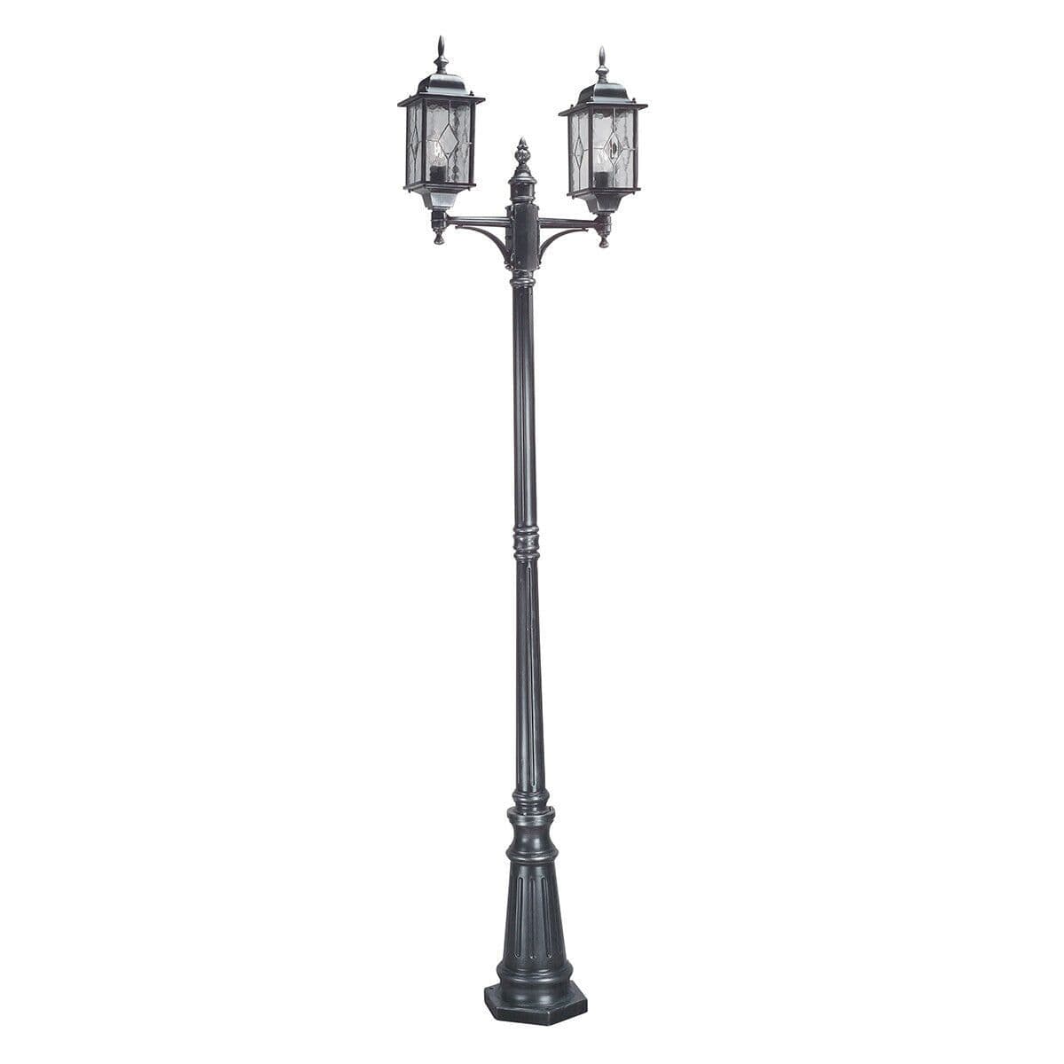 IP43 Lamp Post Leaded Glass Weatherproof Silver LED E27 100W