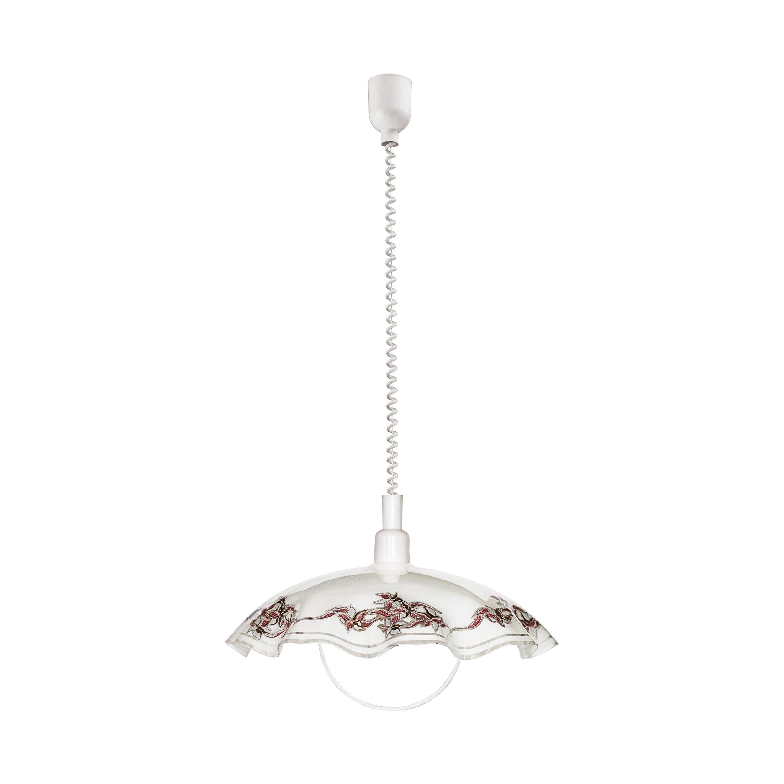 Pendant Light Height Adjust White Purple Satin Glass Bulb E27 1x60W