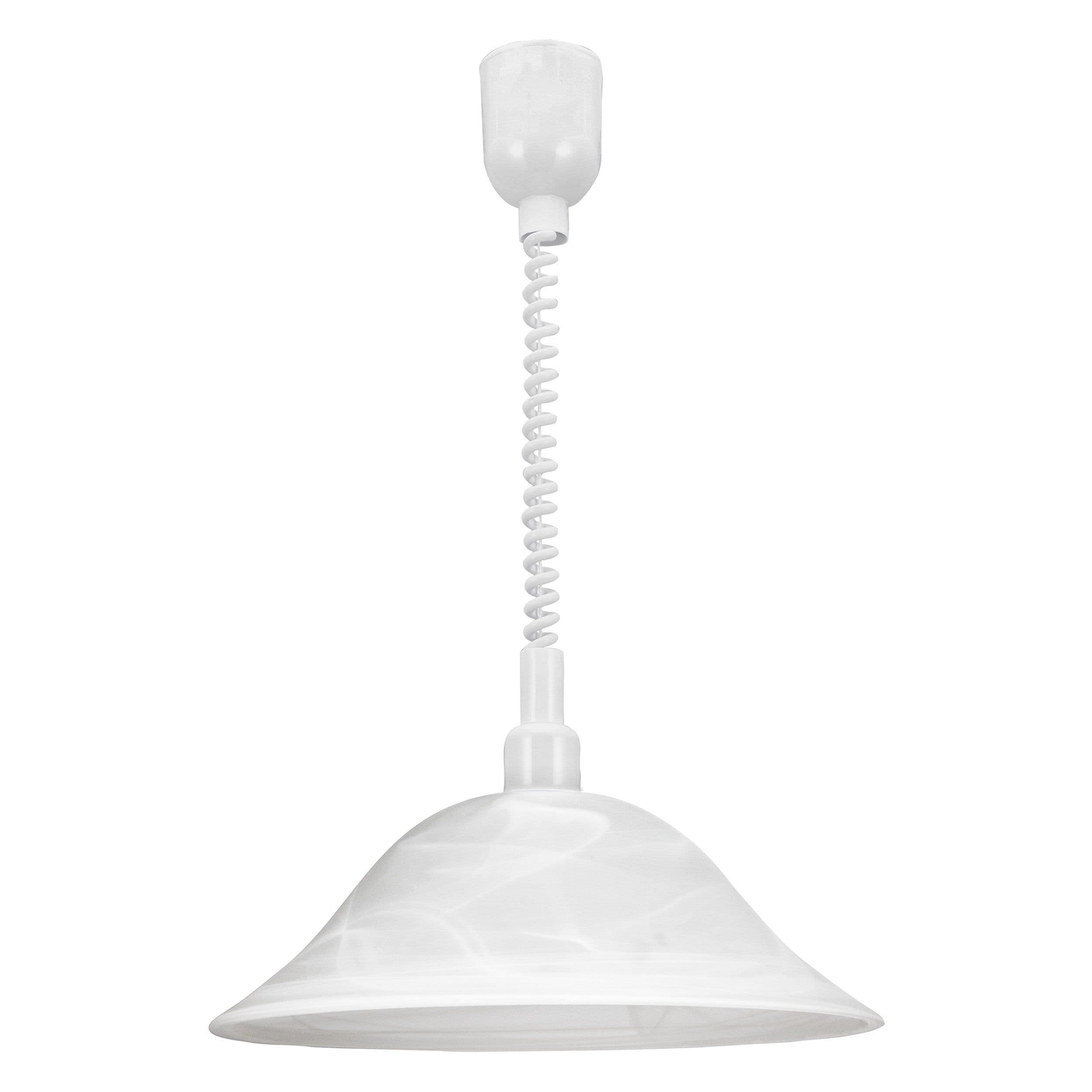 Pendant Light Height Adjust Shade Glass Alabaster Bulb E27 1x60W