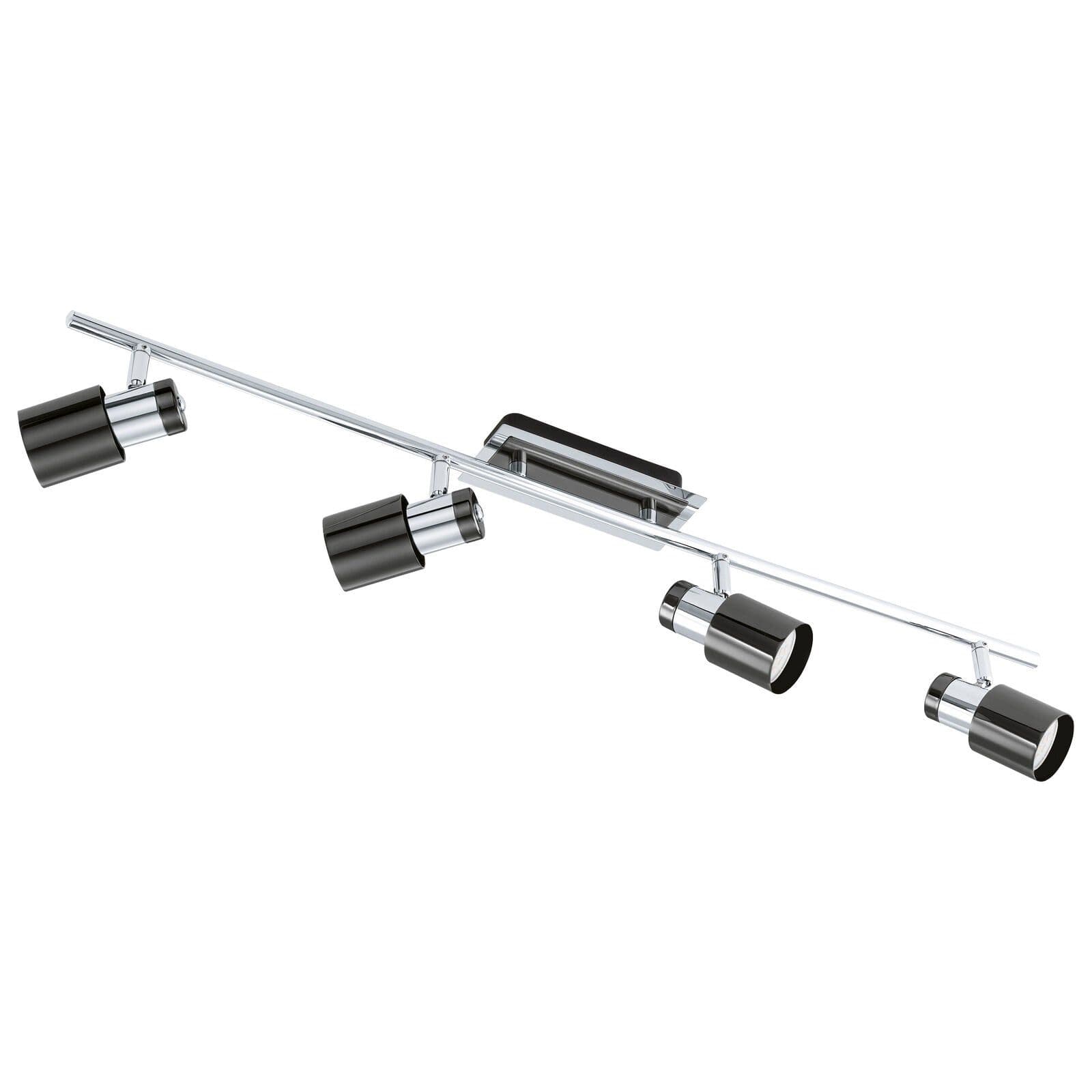 Flush Ceiling 4 Spot Lights Track Back Plate & Shade Nickel Bulb GU10 4x5W