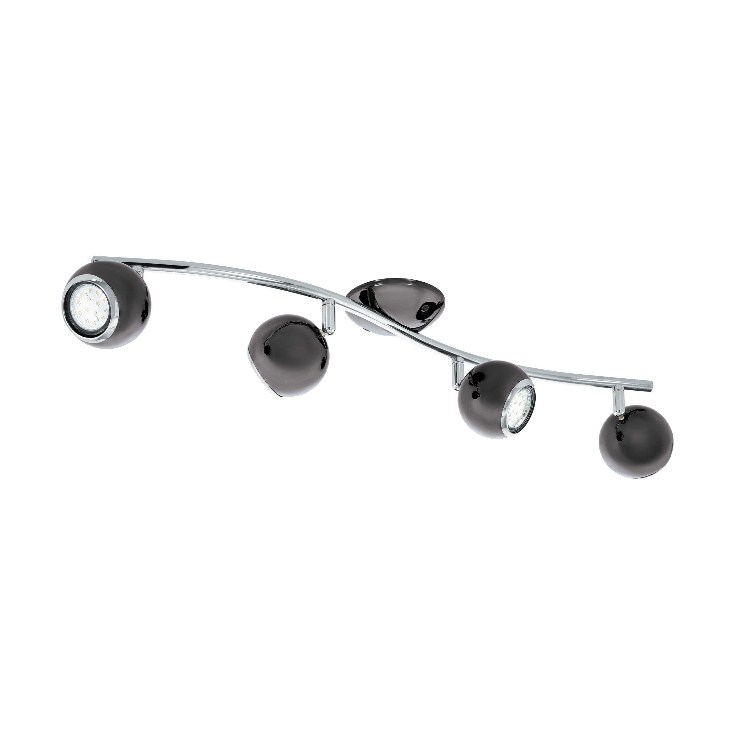 Flush 4 Spots Ceiling Light Nickel Chrome Plated Steel Bulb GU10 4x3W