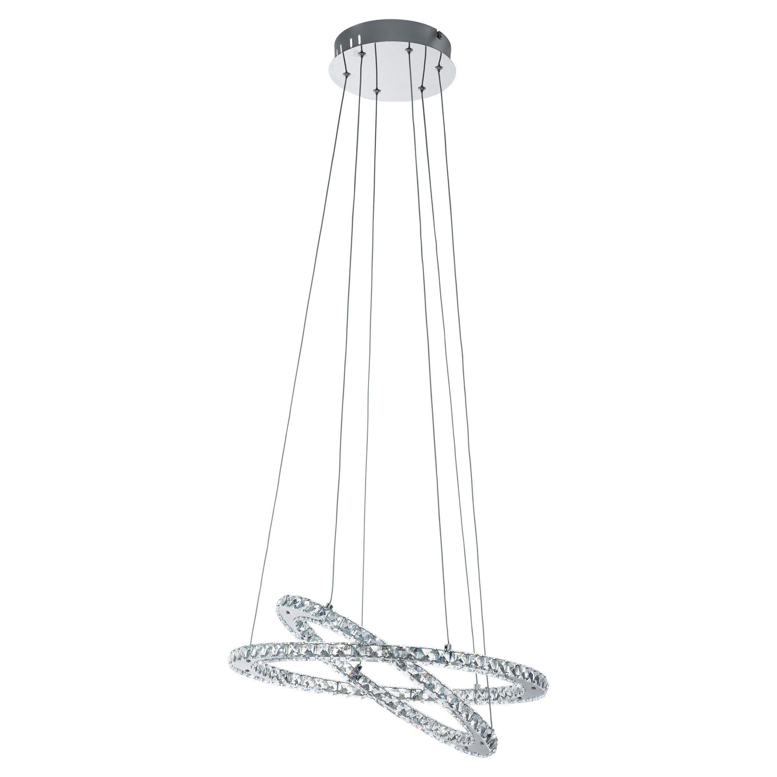 Pendant Light Chrome Plated Steel Shade Clear Crystal Bulb LED 29.6W Incl