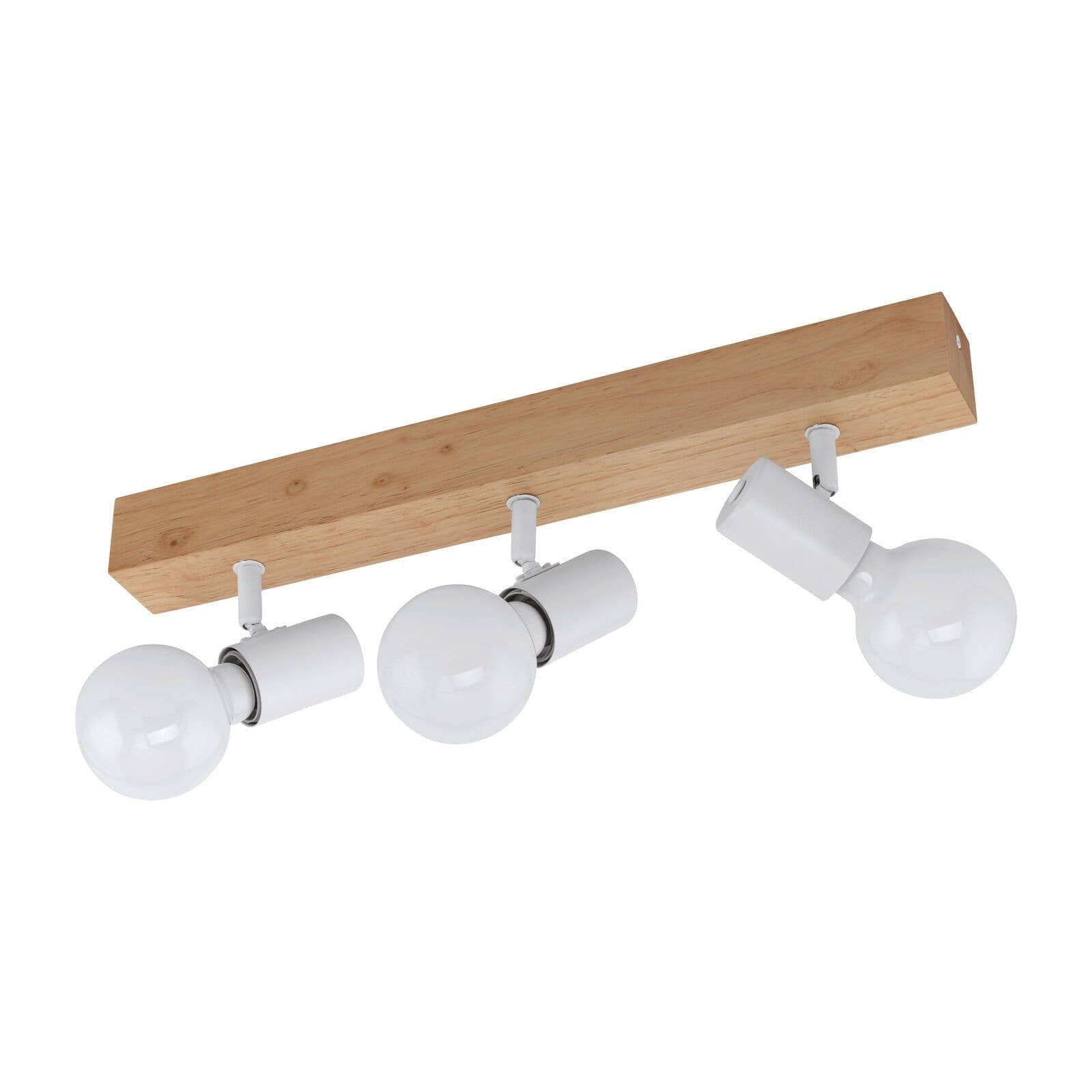3 Spot Wall Flush Ceiling Light Brown Shade Bulb E27 3x60W