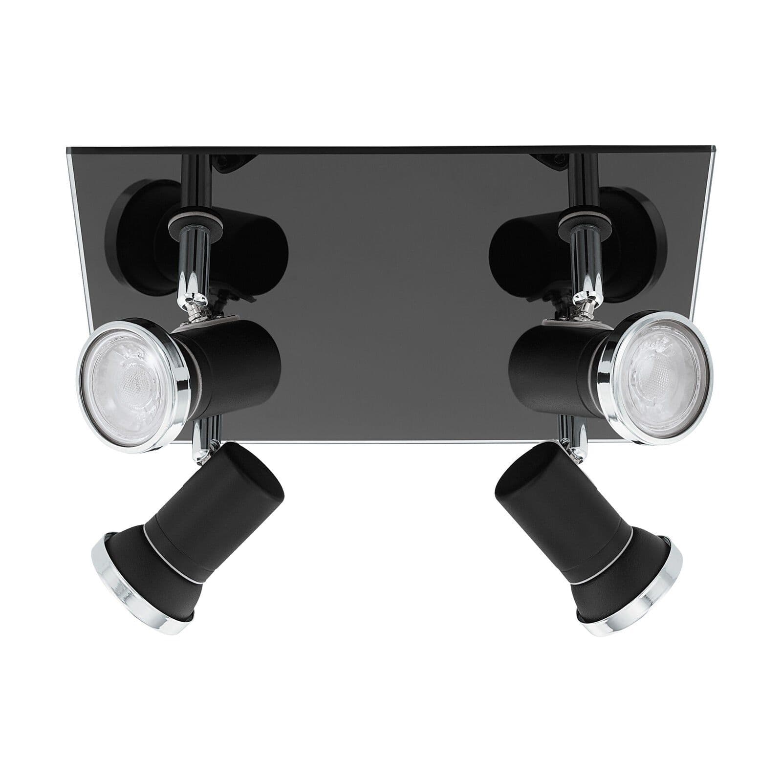 Flush Ceiling Light Chrome Shade Clear Glass Bulb GU10 4x3.3W