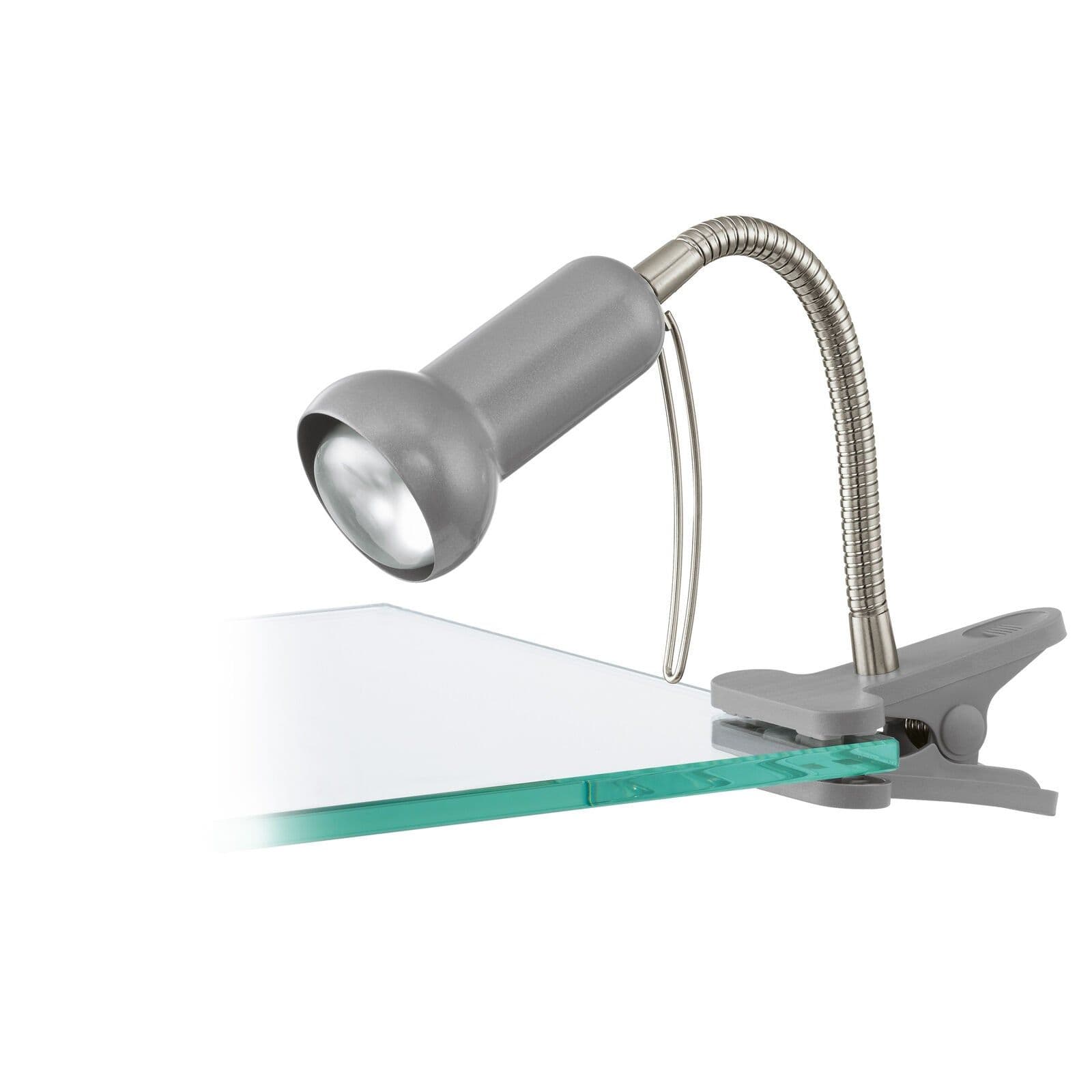 Clip On Spot Light Silver Shade Line Switch Bulb E14 1x40W