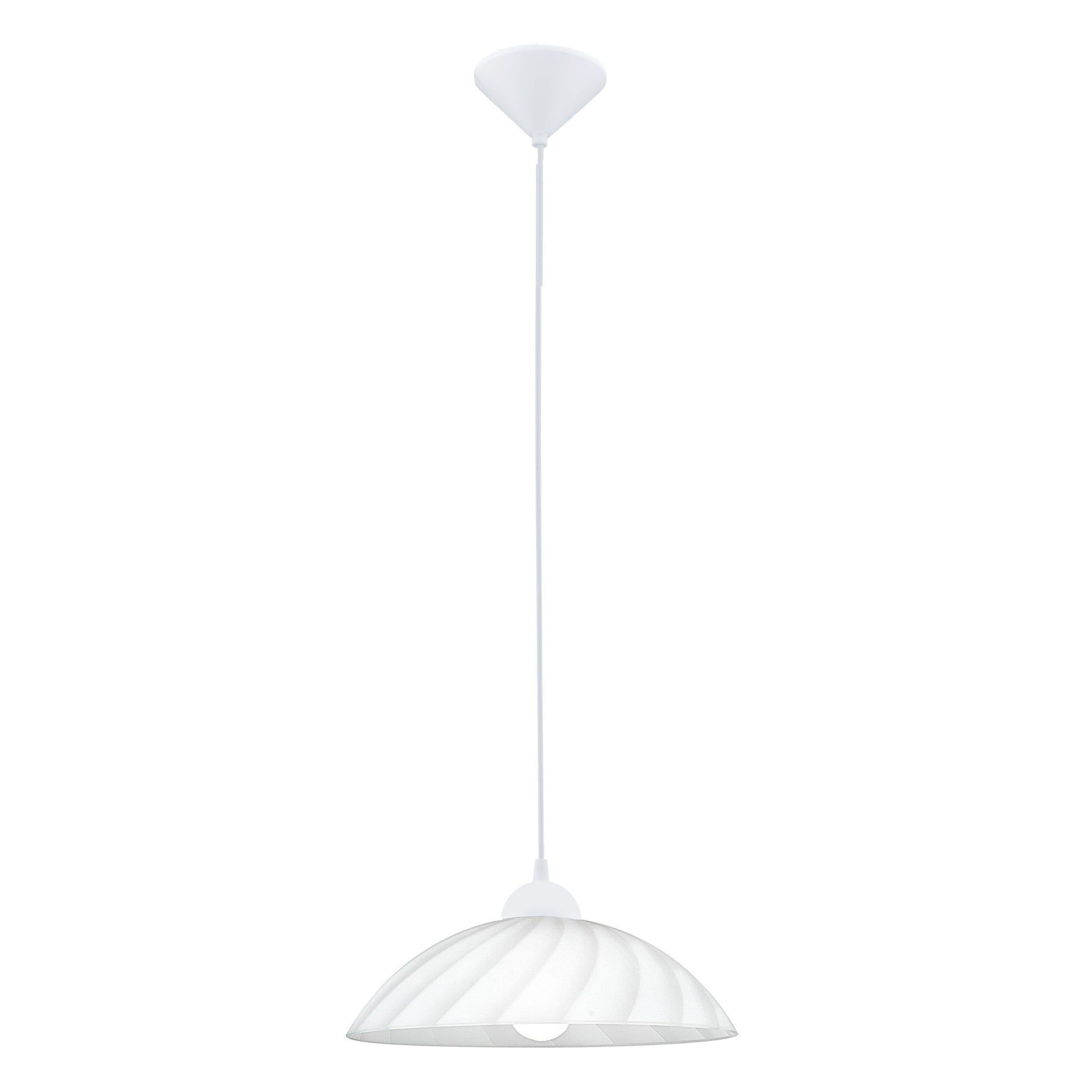 Pendant Ceiling Light Colour White Shade White Satin Glass Bulb E27 1x60W