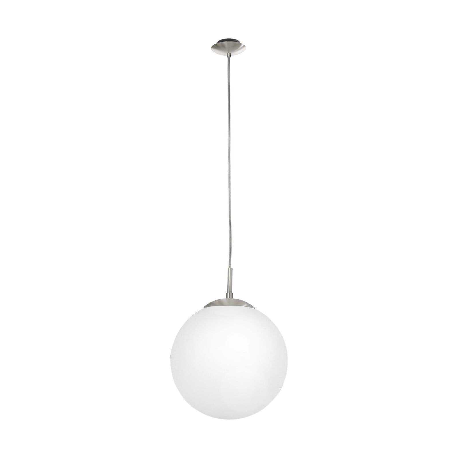 Pendant Ceiling Light Satin Nickel Shade Glass Opal Matt E27 1x60W