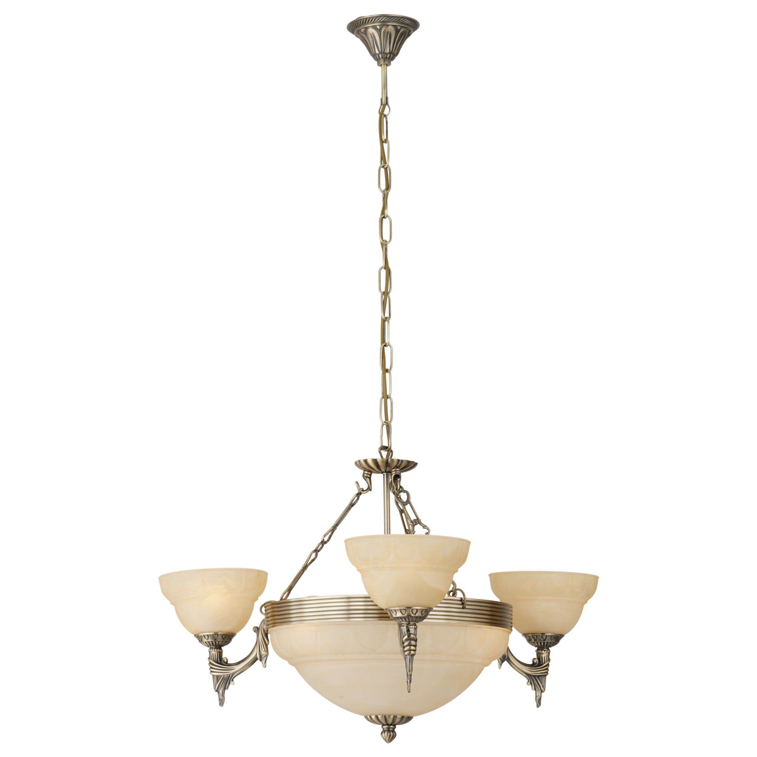 Pendant Light Bronzed Shade Champagne Glass Alabaster Bulb E14 6x60W