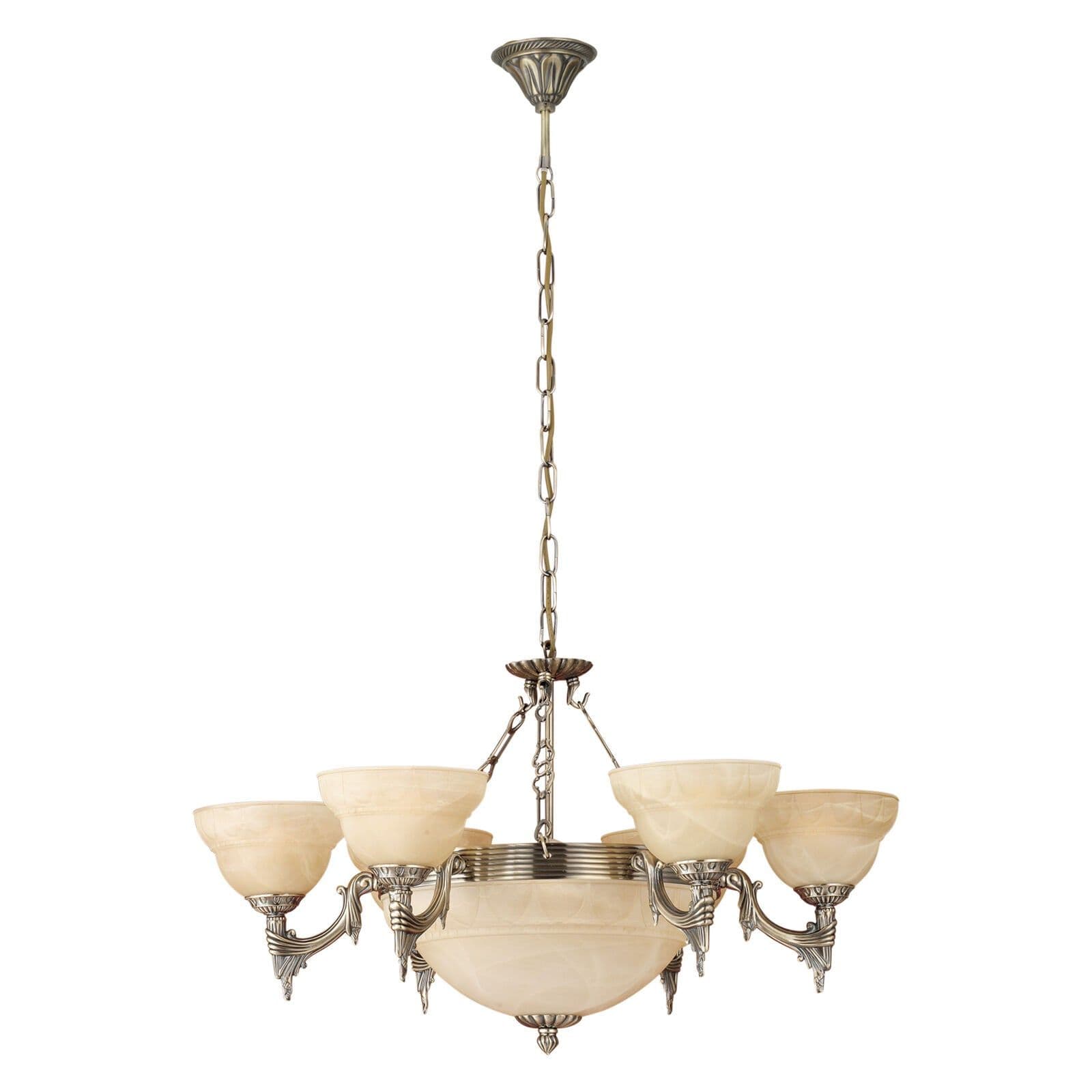 Pendant Light Bronzed Shade Champagne Glass Alabaster Bulb E14 9x60W
