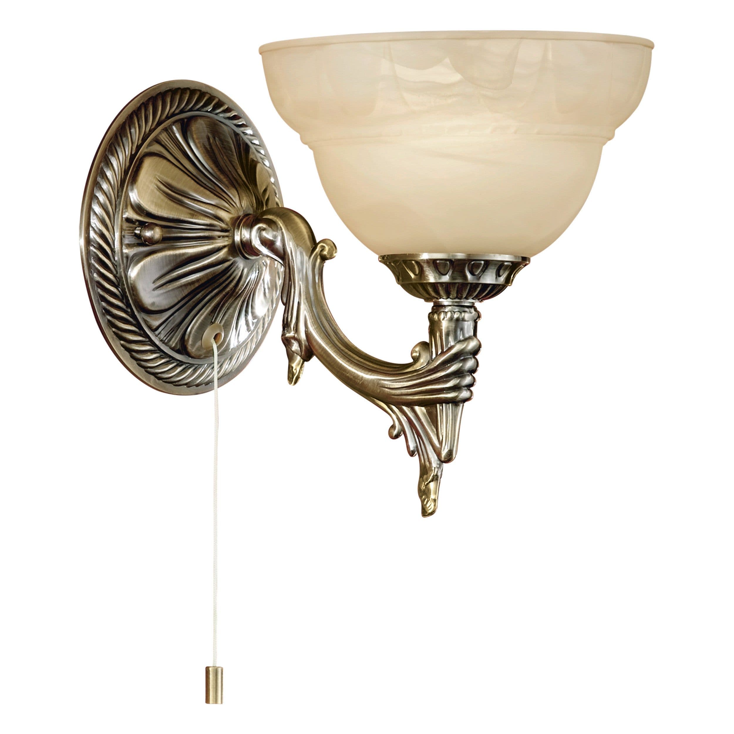 Wall Light Bronzed Shade Champagne Glass Alabaster Bulb E14 1x40W