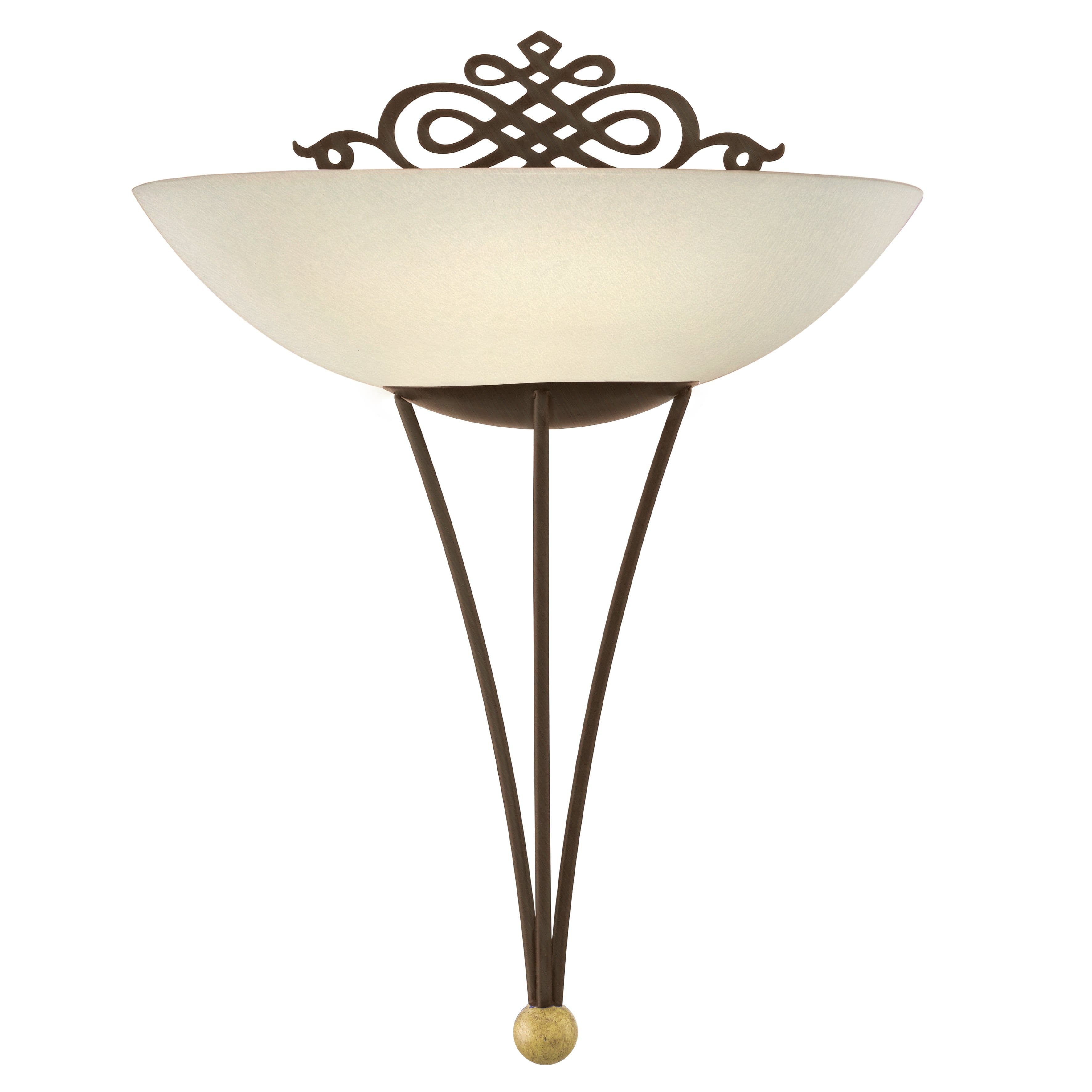 Wall Light Antique Gold Shade Beige Glass Chalked Bulb E27 1x60W