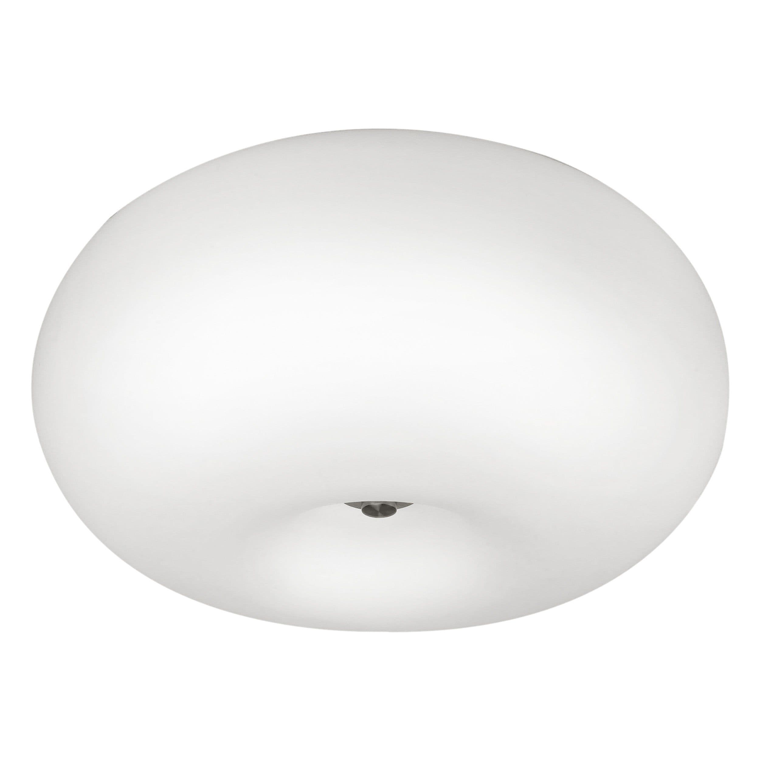 Wall Flush Ceiling Light Satin Nickel Shade White Glass Opal Matt Bulb E27 2x60W
