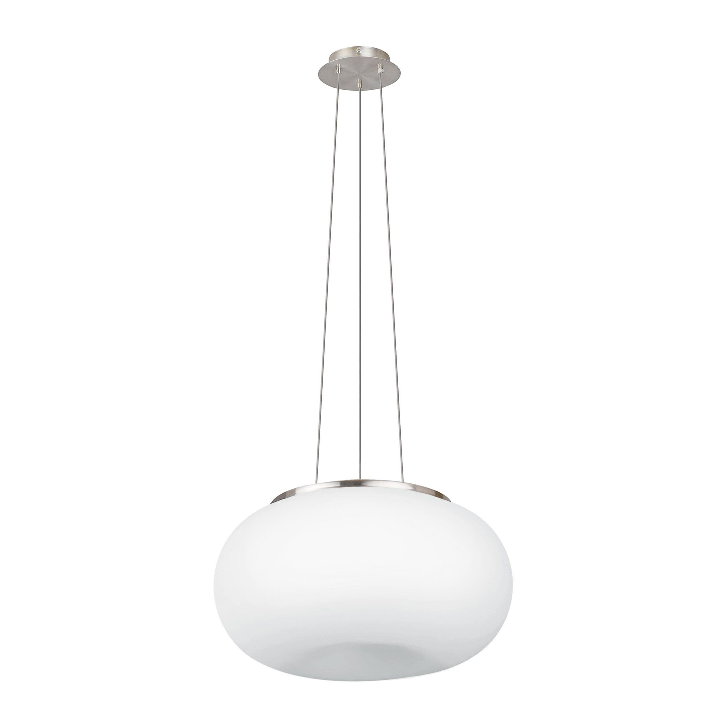 Pendant Ceiling Light Satin Nickel Shade Glass Opal Matt E27 2x60W