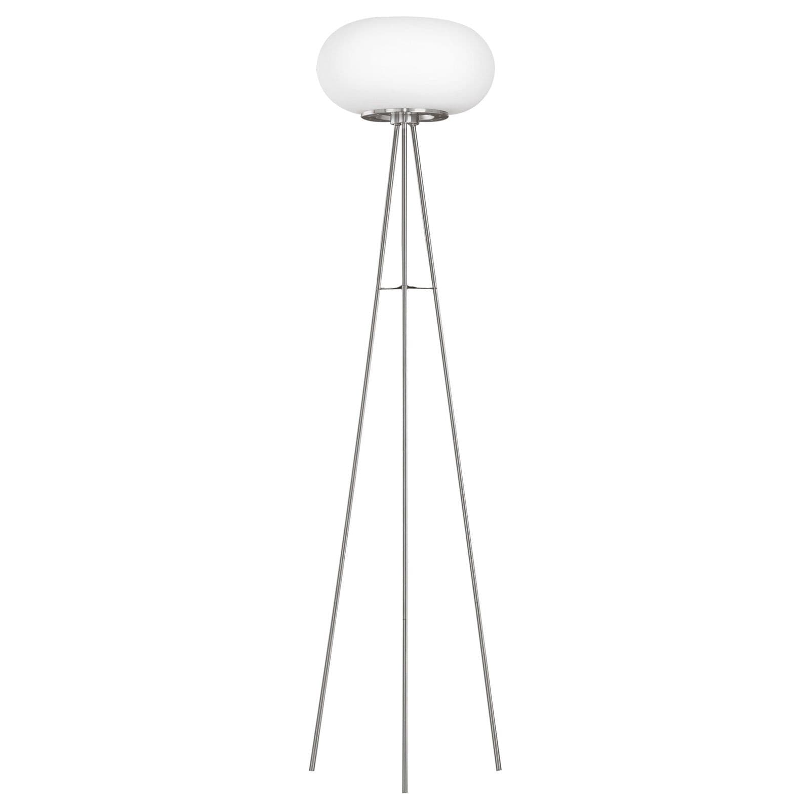 Floor Lamp Light Satin Nickel Shade Glass Opal Matt Bulb E27 2x60W