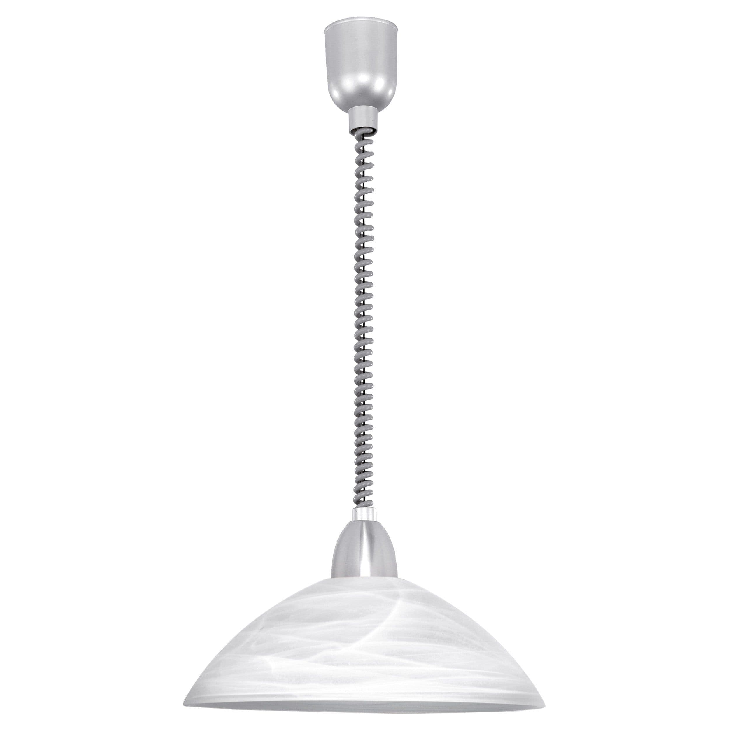 Pendant Light Silver Satin Nickel Shade Glass Alabaster Bulb E27 1x60W