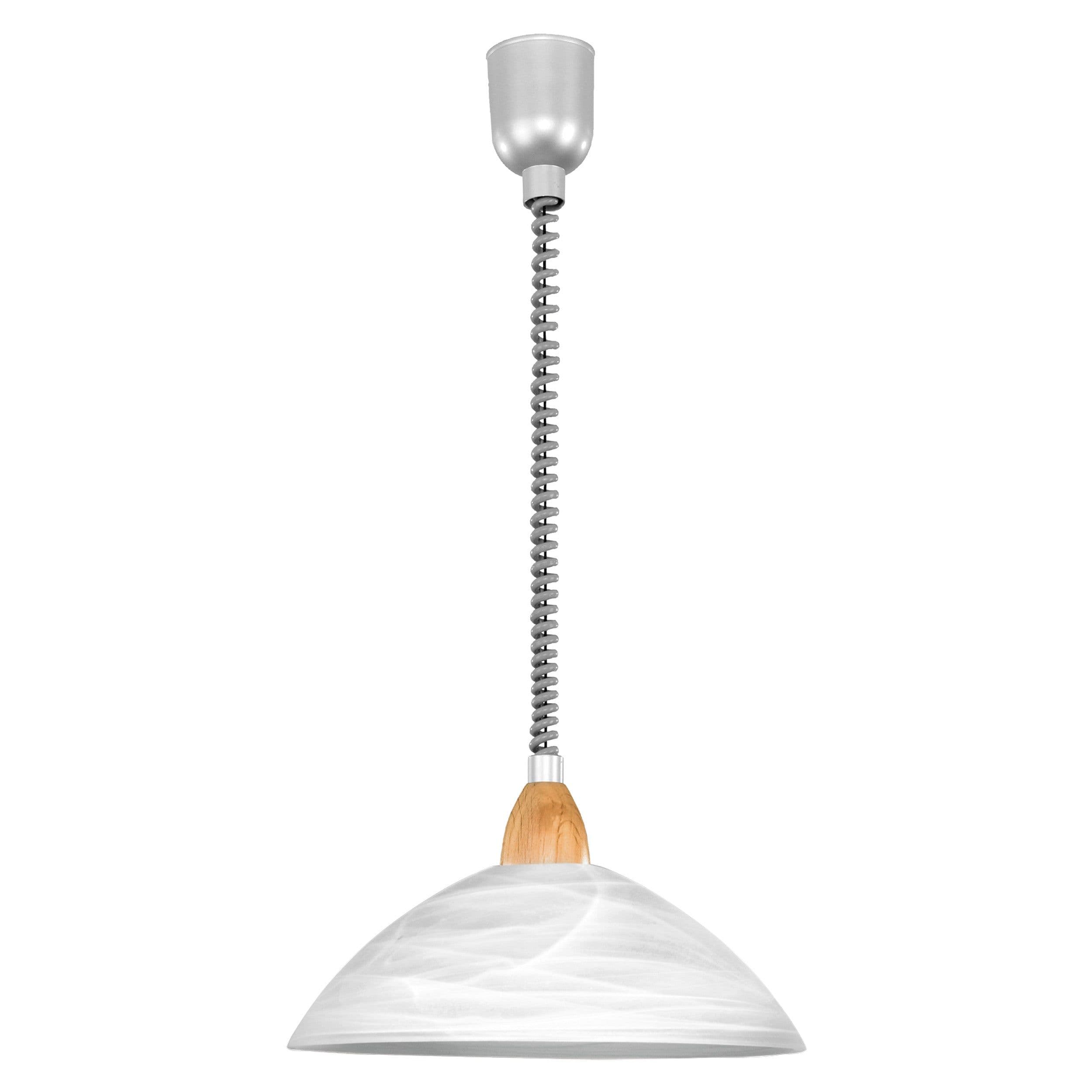 Pendant Light Silver Satin Nickel Beech Shade Glass Alabaster E27 1x60W