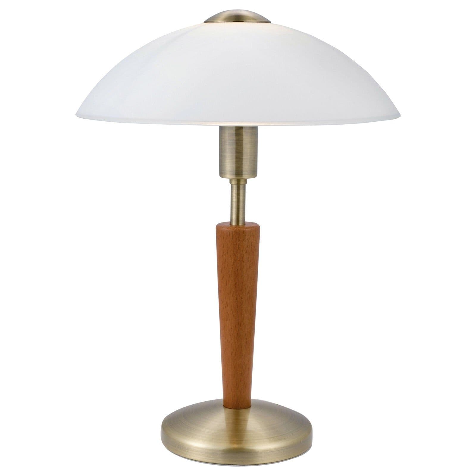Table Lamp Bronzed Nut Touch On & Off Shade Satin Glass Bulb E14 1x60W