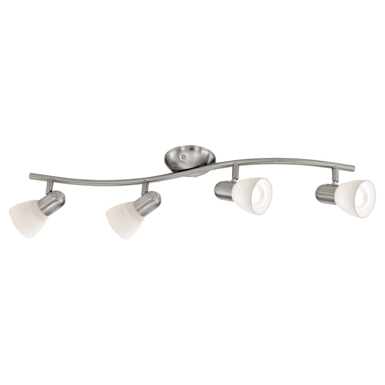 Flush 4 Spot Ceiling Light Satin Nickel Shade Glass Bulb E14 4x40W