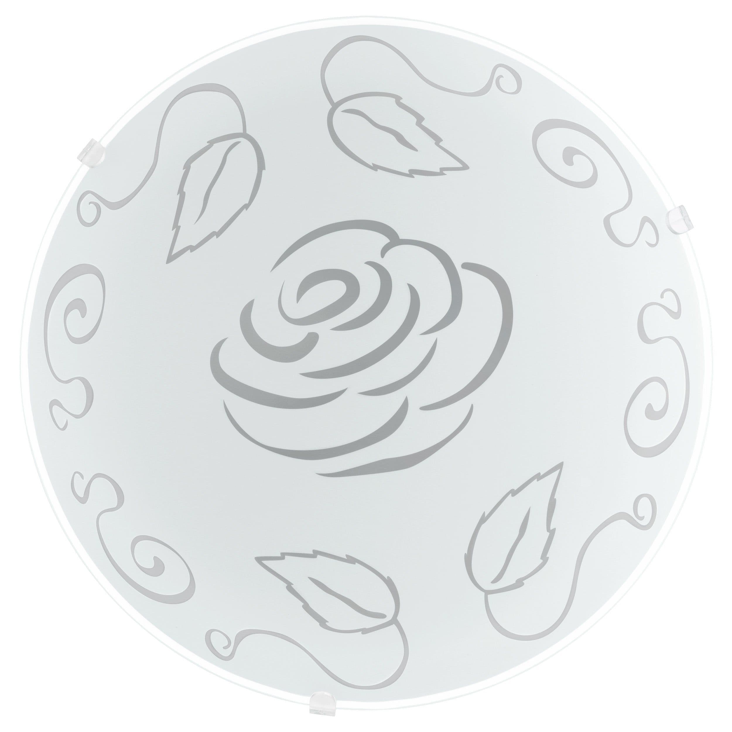 Wall Flush Ceiling Light Shade Rose Design Satin Glass Bulb E27 1x60W
